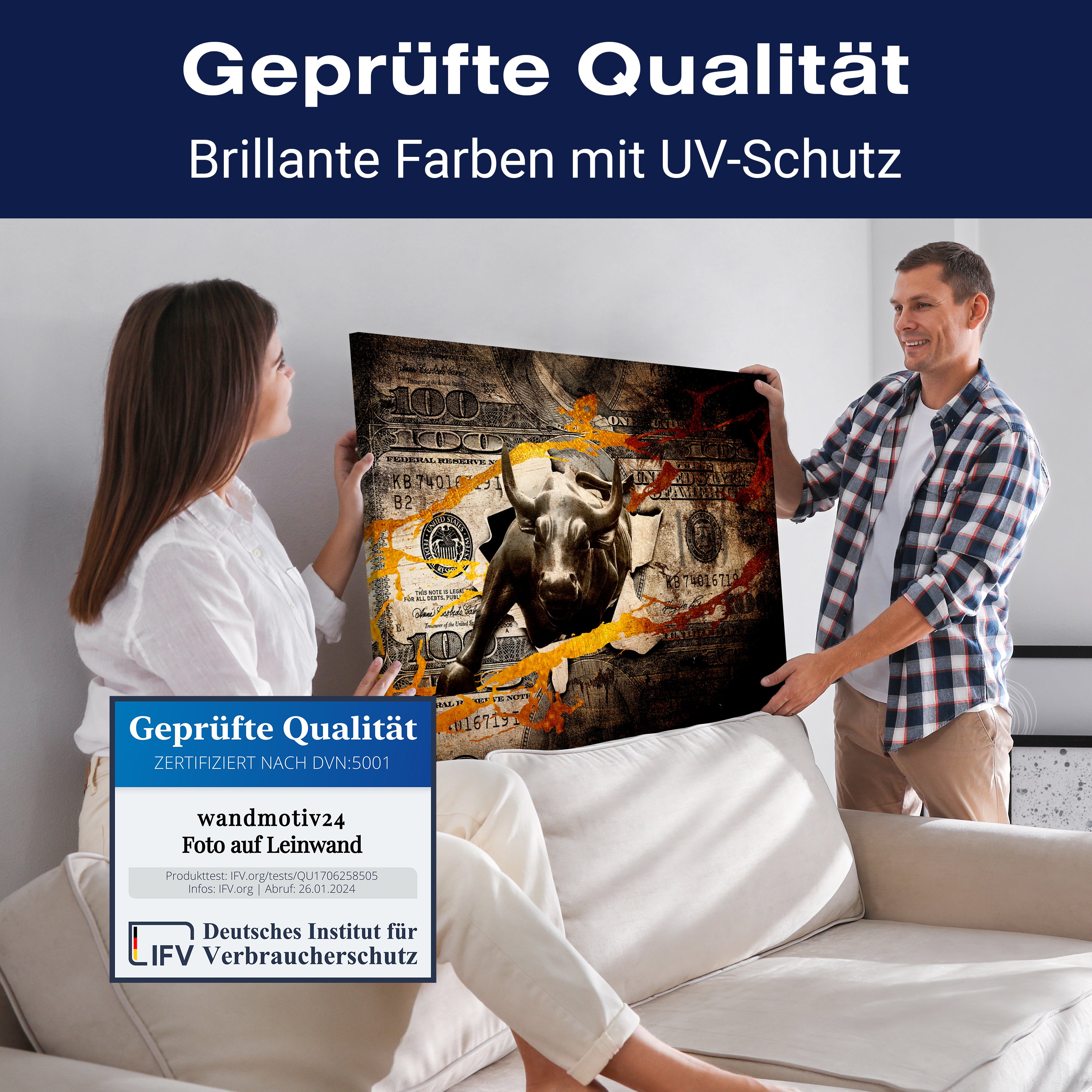 Leinwandbild Motivation, Querformat, Stier Geld M0129 kaufen - Bild 4 Leinwandbild Motivation, Querformat, Stier Geld M0129 kaufen - Bild 4