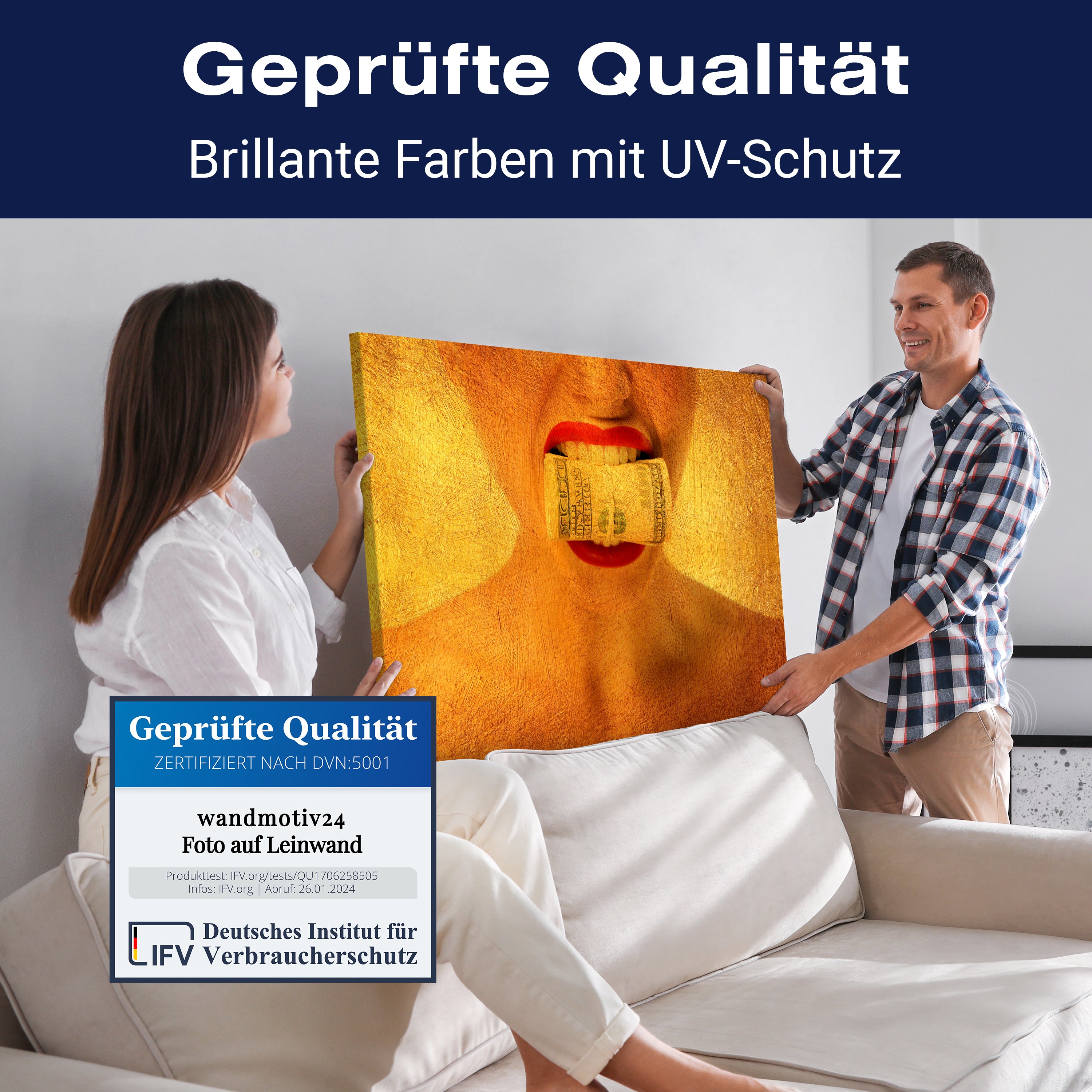 Leinwandbild Motivation, Querformat, Frau Geld Gold M0130 kaufen - Bild 4 Leinwandbild Motivation, Querformat, Frau Geld Gold M0130 kaufen - Bild 4