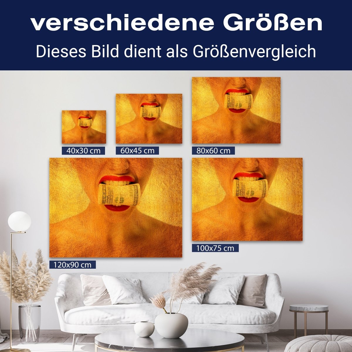 Leinwandbild Motivation, Querformat, Frau Geld Gold M0130 kaufen - Bild 8