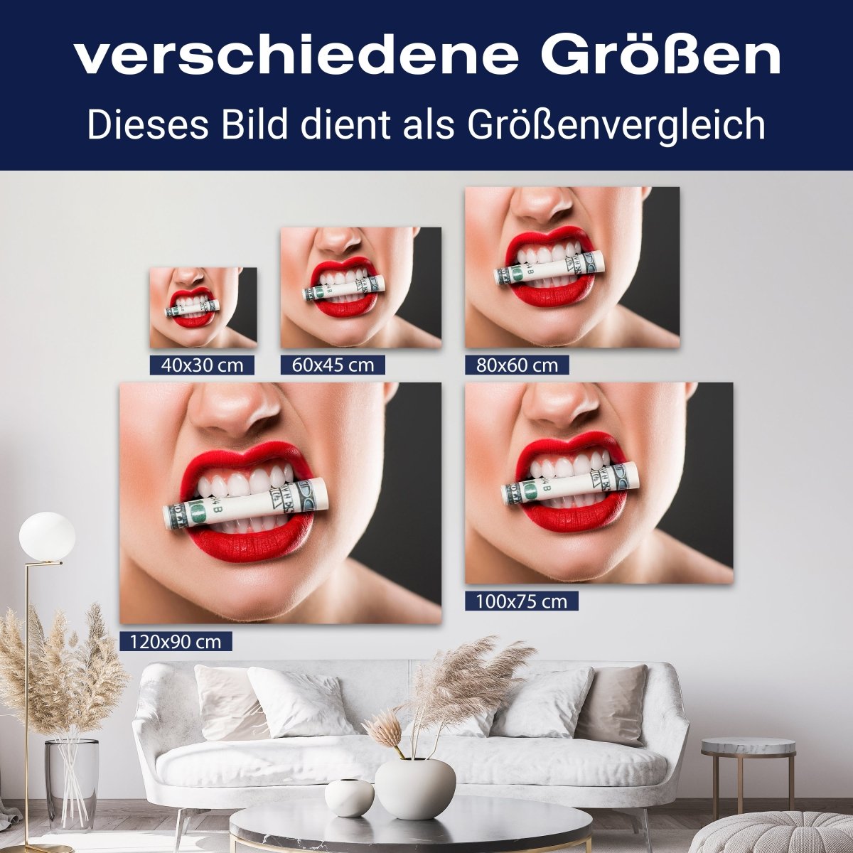 Leinwandbild Motivation, Querformat, Frau Geld Biss M0131 kaufen - Bild 8