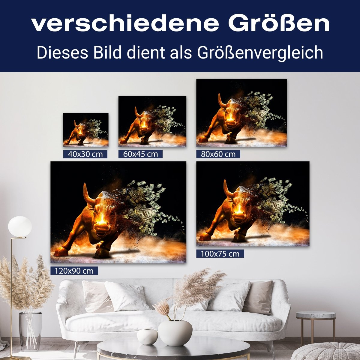 Leinwandbild Motivation, Querformat, Stier Moneybull M0133 kaufen - Bild 8