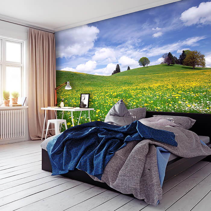 Fototapete Sommerwiese Hügel Blumenwiese M0335 - Bild 1 Fototapete Sommerwiese Hügel Blumenwiese M0335 - Bild 1