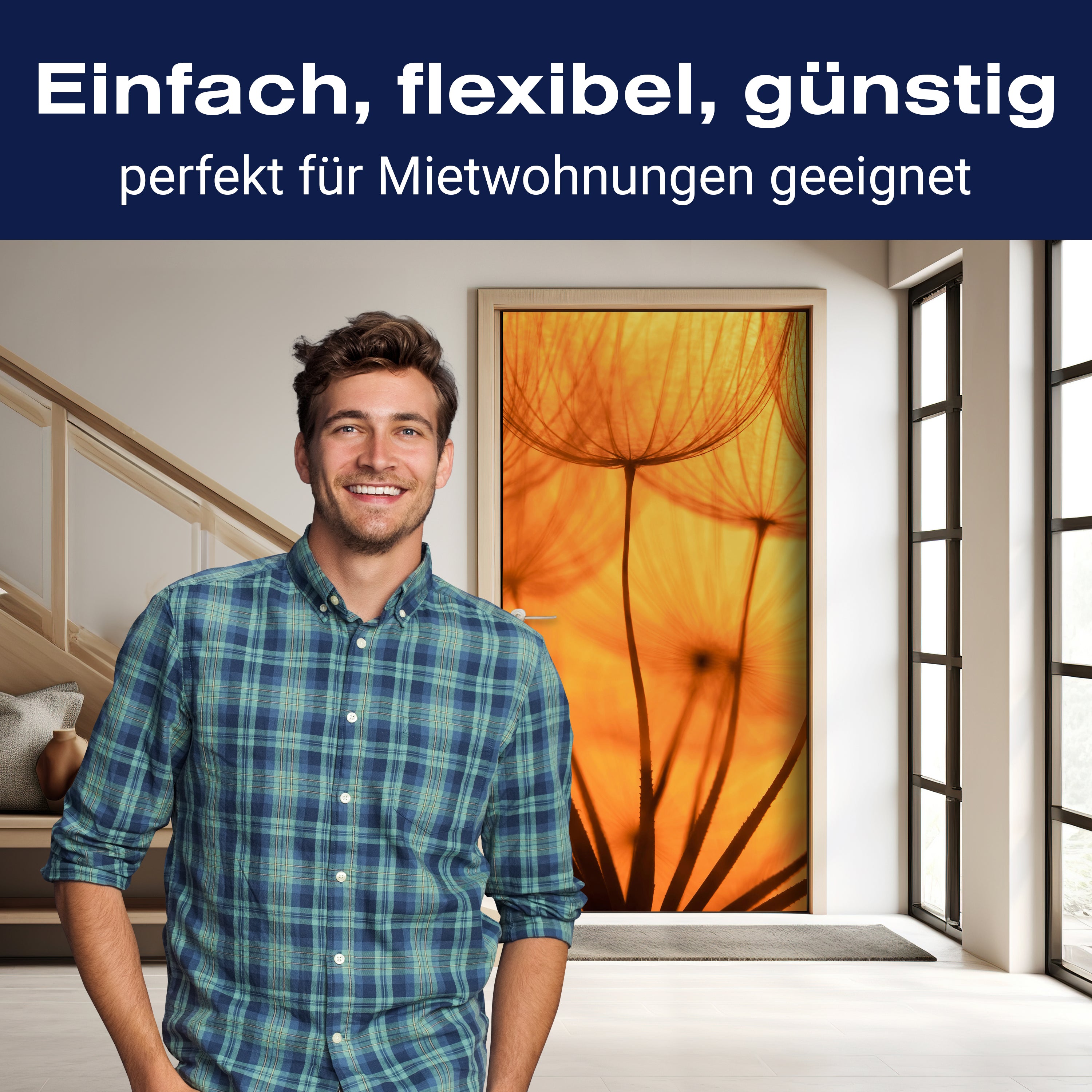 Türtapete Pusteblume Orange M0390 - Bild 3 Türtapete Pusteblume Orange M0390 - Bild 3