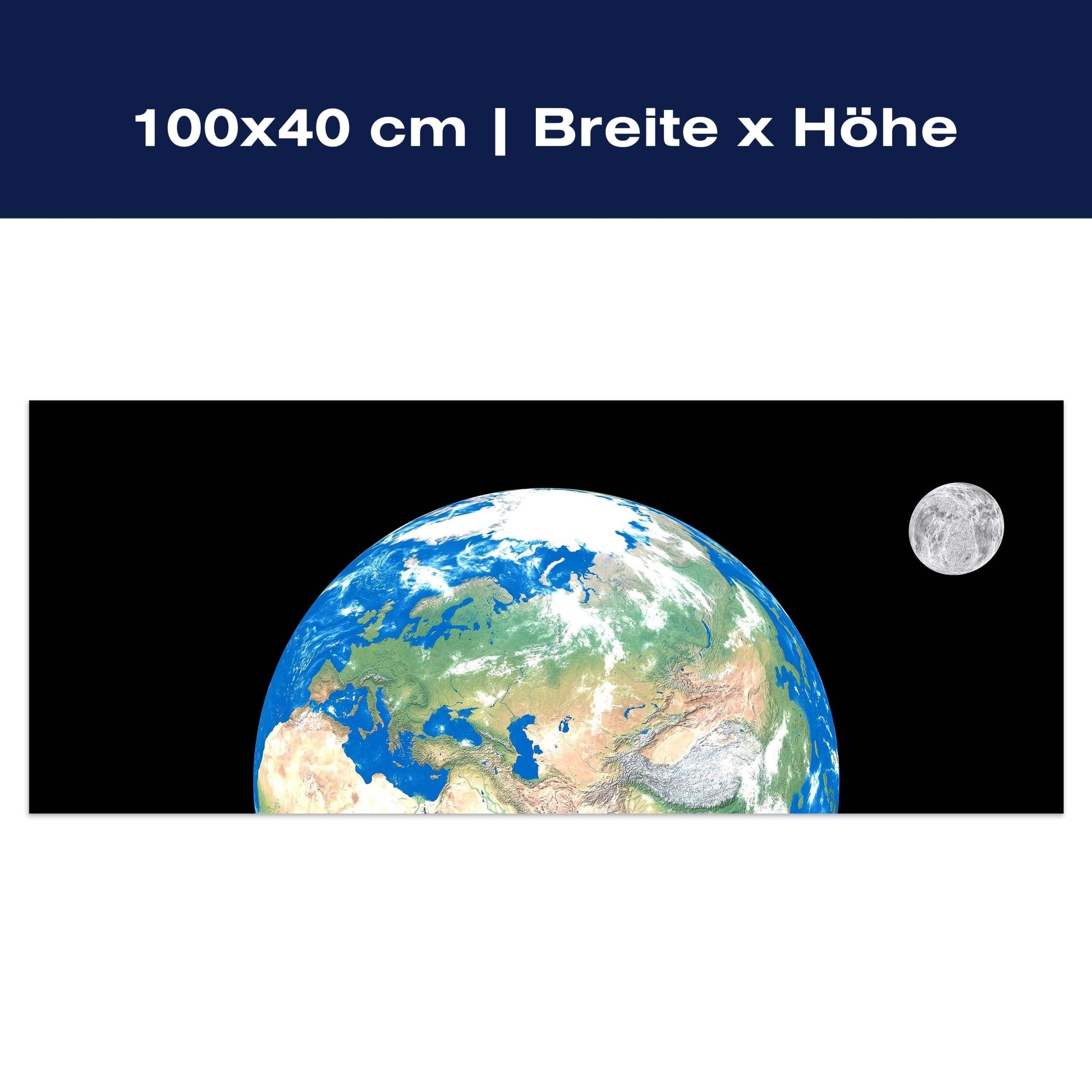 Leinwandbild Erde mit Mond M0402 Leinwandbild Erde mit Mond M0402