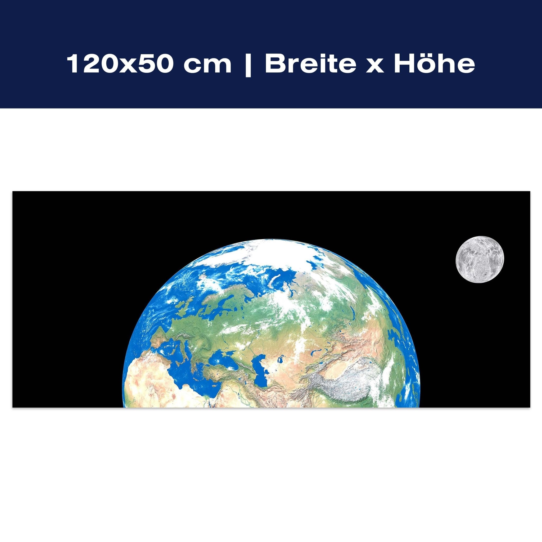 Leinwandbild Erde mit Mond M0402 Leinwandbild Erde mit Mond M0402