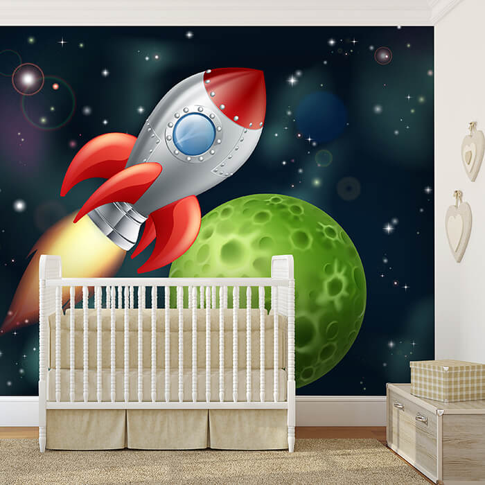 Fototapete Kinderzimmer Rakete im Weltall M0432 - Bild 1 Fototapete Kinderzimmer Rakete im Weltall M0432 - Bild 1