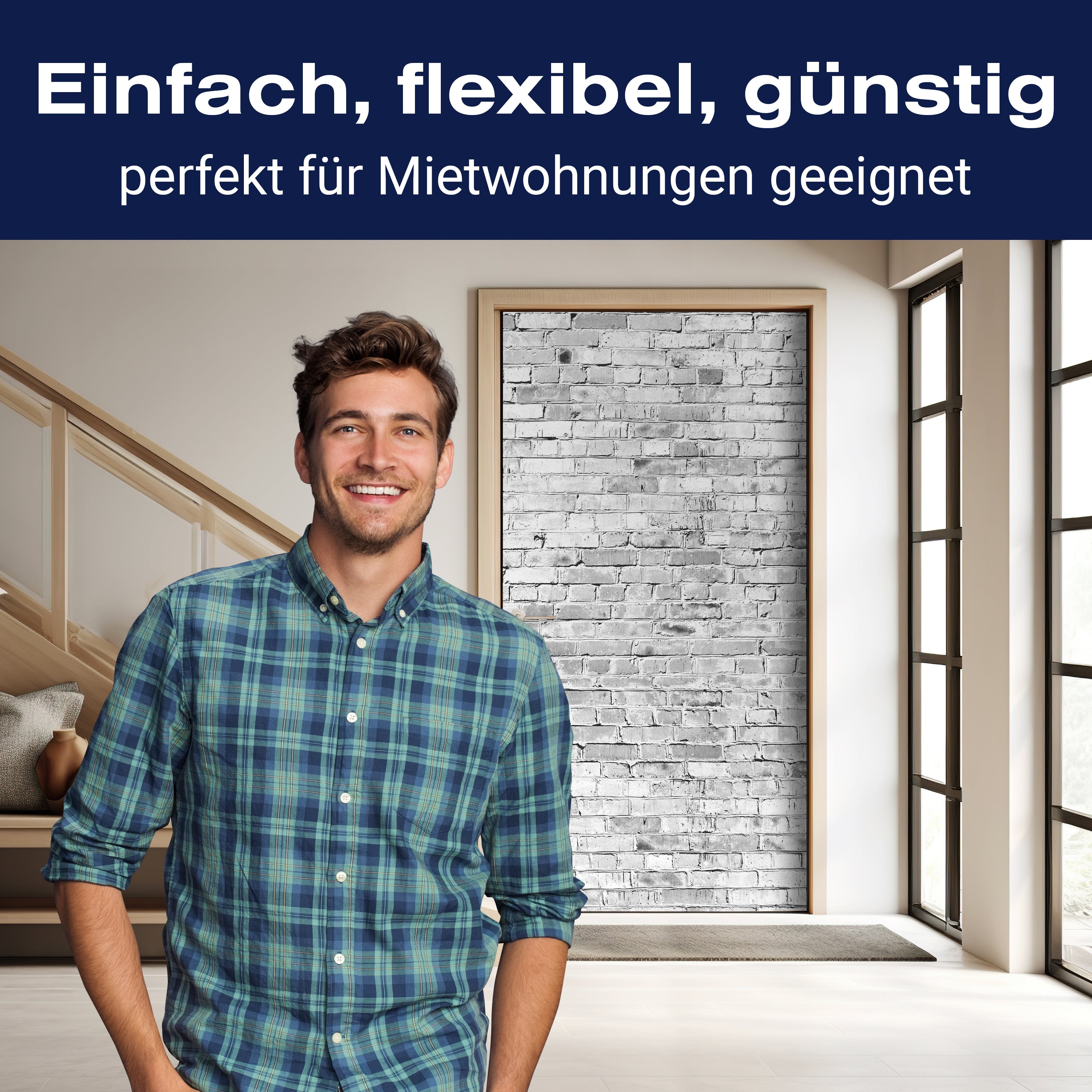 Türtapete Klinkersteine Grau M0471 - Bild 3 Türtapete Klinkersteine Grau M0471 - Bild 3