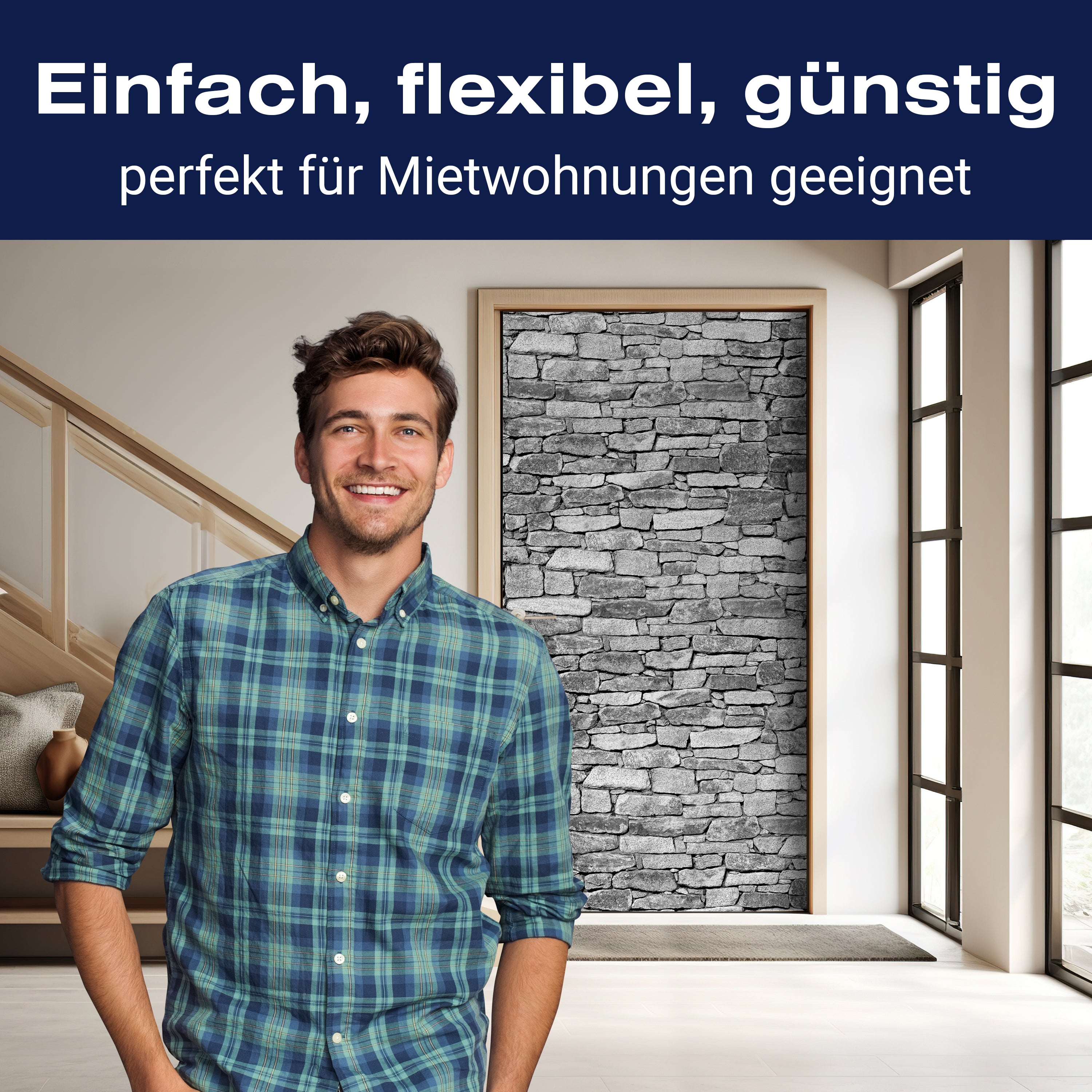 Türtapete Natursteinmauer Grau M0472 - Bild 3 Türtapete Natursteinmauer Grau M0472 - Bild 3