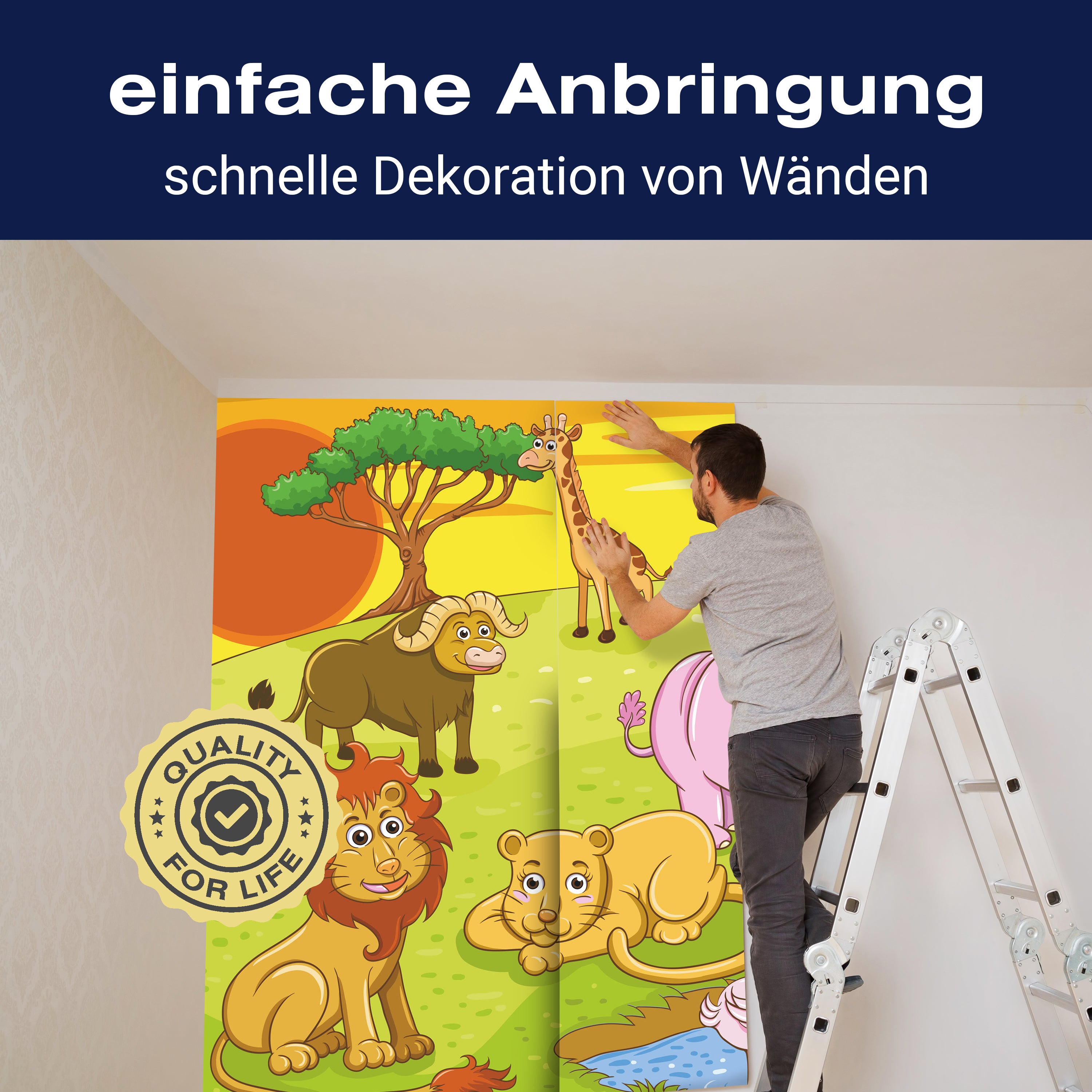 Fototapete Kinderzimmer Safari Tiere M0504 - Bild 3 Fototapete Kinderzimmer Safari Tiere M0504 - Bild 3