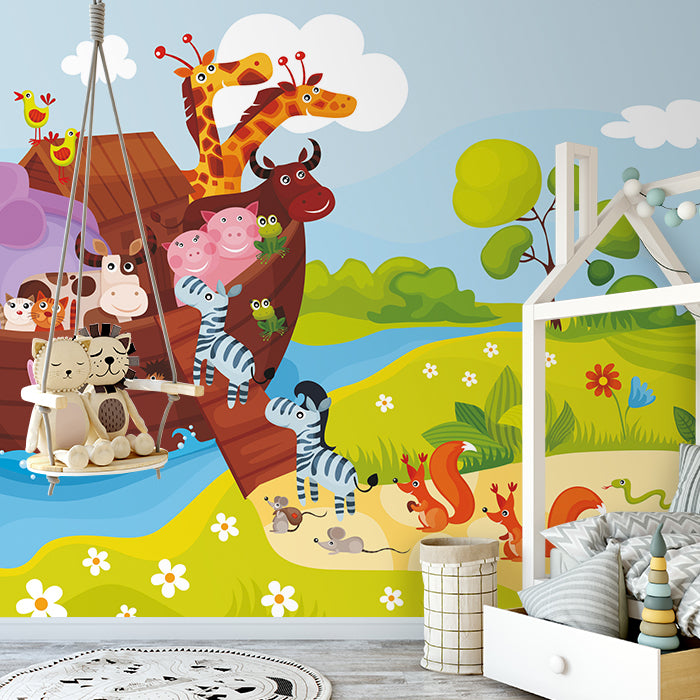 Fototapete Kinderzimmer Arche Tiere M0506 - Bild 1 Fototapete Kinderzimmer Arche Tiere M0506 - Bild 1