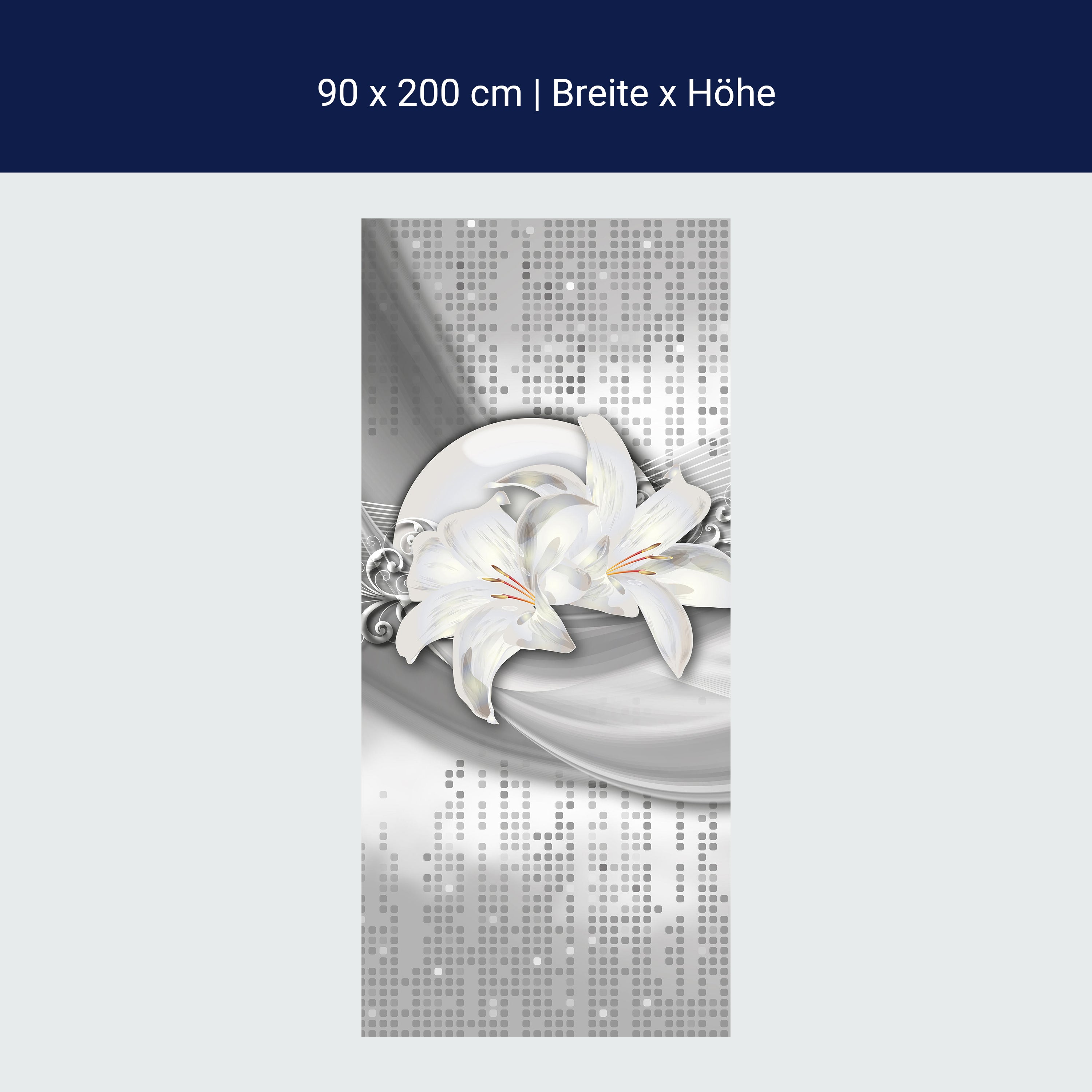 Türtapete abstrakte Lilien grau silber M0524 Türtapete abstrakte Lilien grau silber M0524