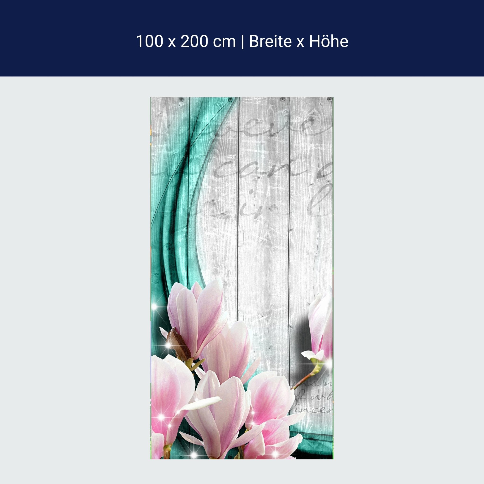 Türtapete Holz Blüten türkis M0541 Türtapete Holz Blüten türkis M0541