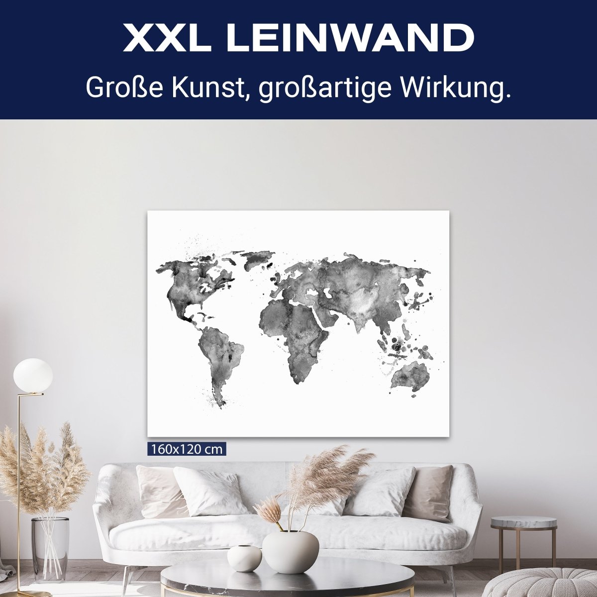 Leinwandbild Schwarz-Weiß, Weltkarte M0542 kaufen - Bild 9 Leinwandbild Schwarz-Weiß, Weltkarte M0542 kaufen - Bild 9