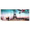 Leinwandbild Holz Blüten Paris Eiffelturm M0543