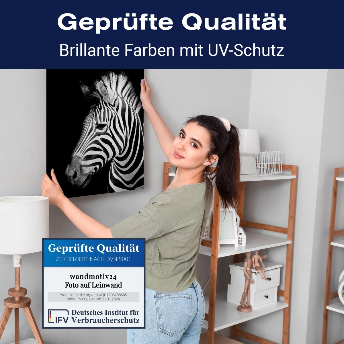 Leinwandbild Schwarz-Weiß, Zebra M0545 kaufen - Bild 4 Leinwandbild Schwarz-Weiß, Zebra M0545 kaufen - Bild 4