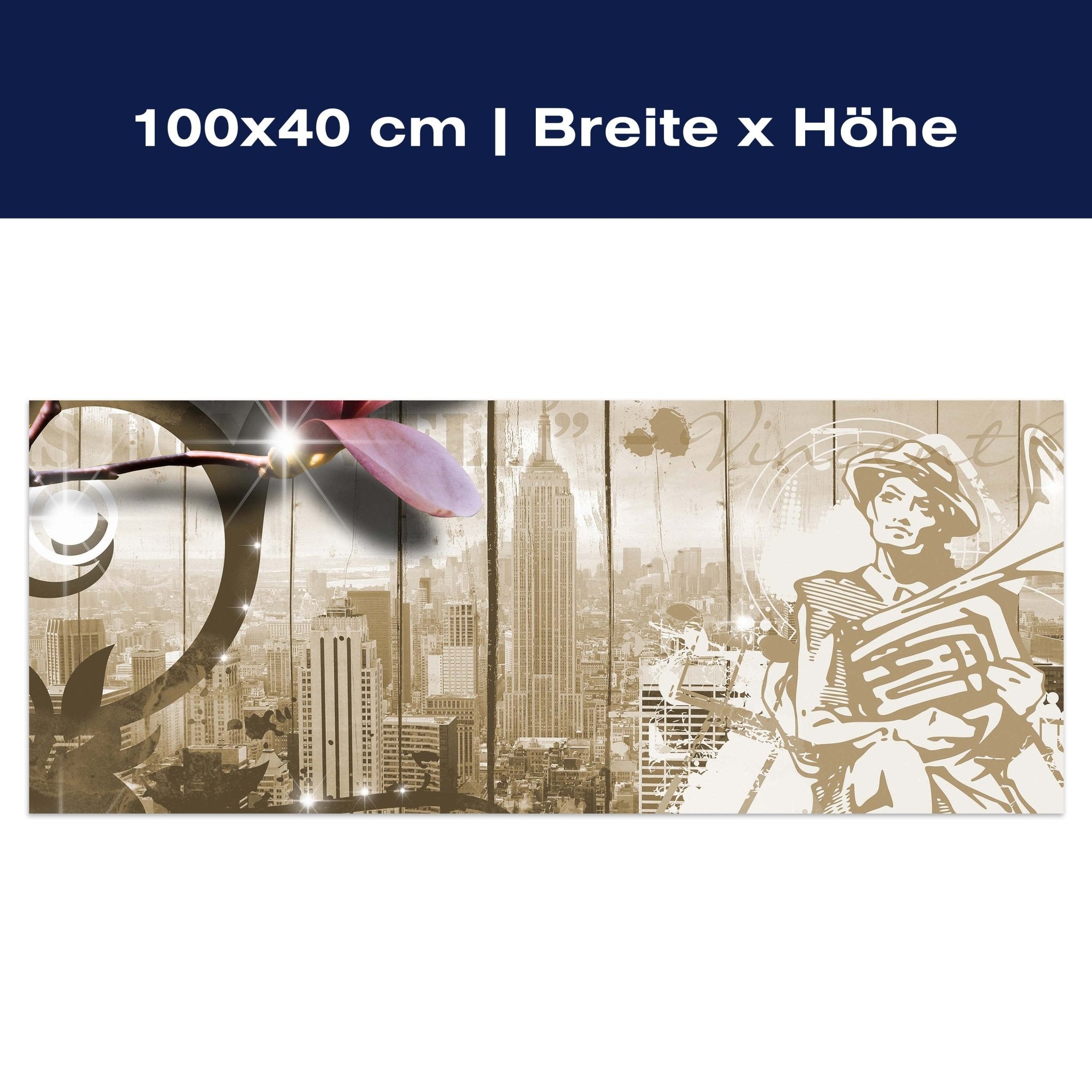 Leinwandbild Musik Vintage Blüten New York M0548 Leinwandbild Musik Vintage Blüten New York M0548