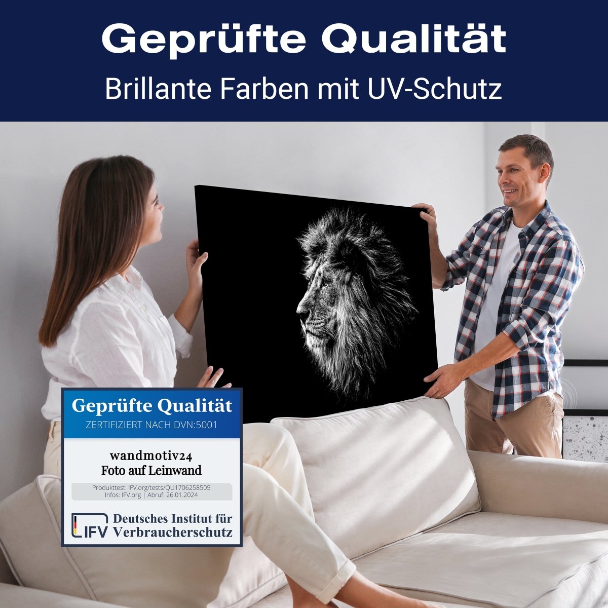 Leinwandbild Schwarz-Weiß, Löwe M0566 kaufen - Bild 4 Leinwandbild Schwarz-Weiß, Löwe M0566 kaufen - Bild 4