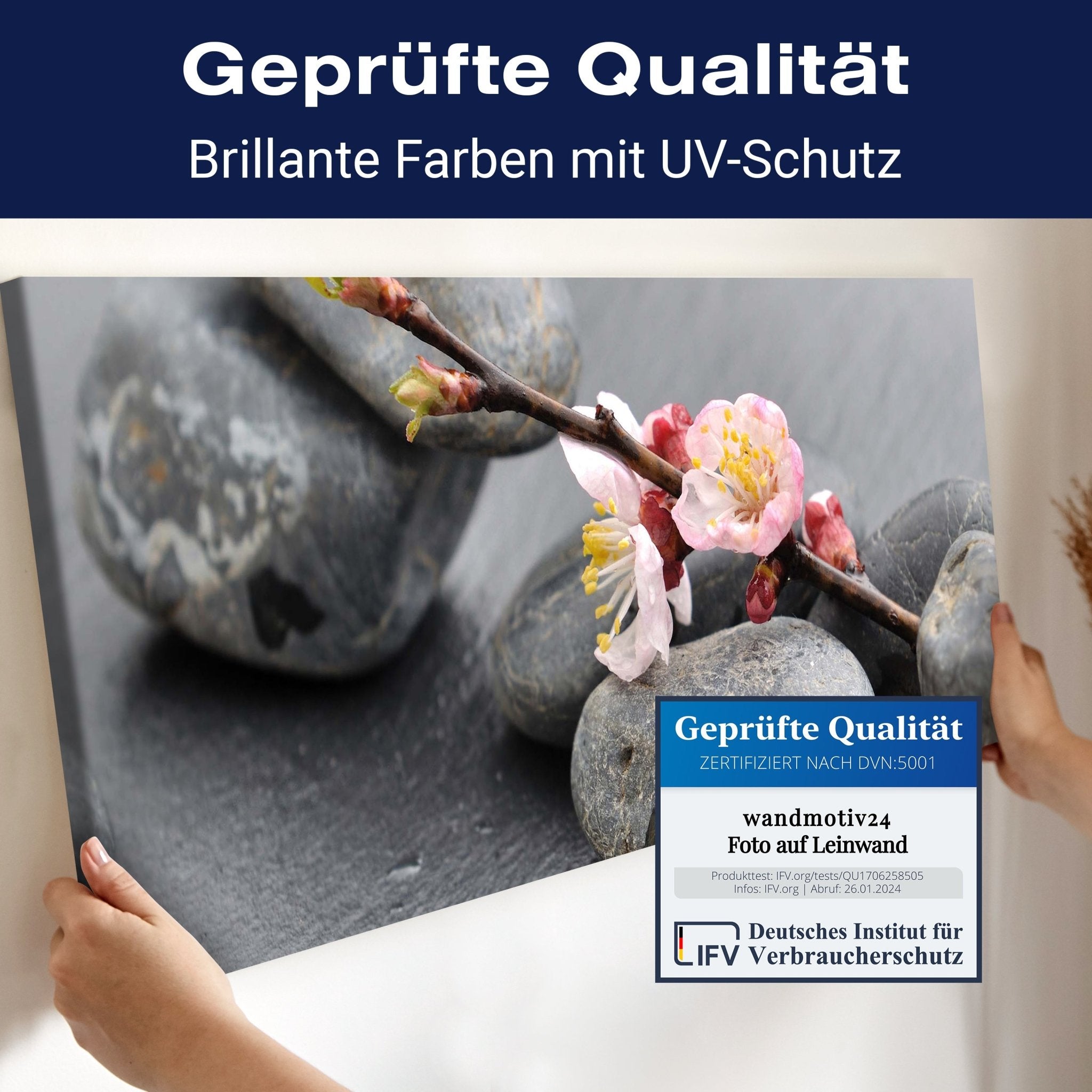 Leinwandbild Blumenast und Steine M0571 kaufen - Bild 4 Leinwandbild Blumenast und Steine M0571 kaufen - Bild 4