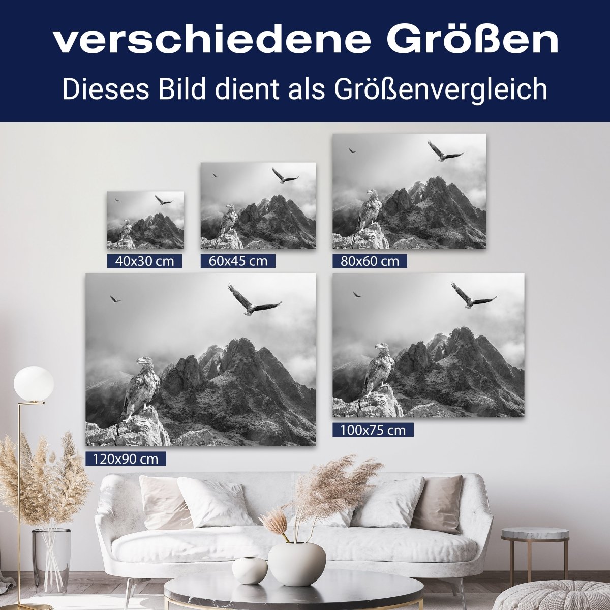 Leinwandbild Schwarz-Weiß, Adler, Landschaft M0572 kaufen - Bild 8 Leinwandbild Schwarz-Weiß, Adler, Landschaft M0572 kaufen - Bild 8