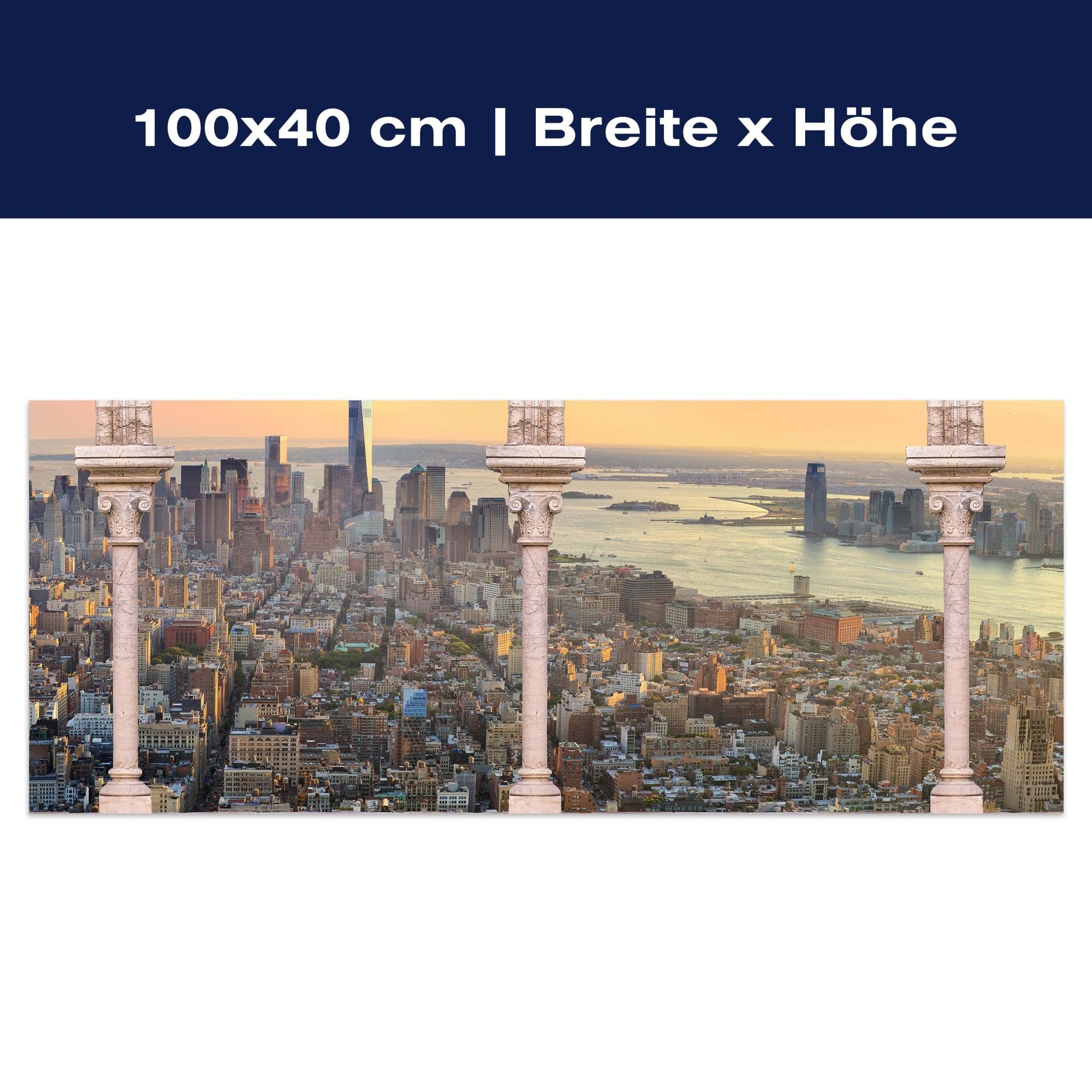 Leinwandbild Spalten balkon mit aussicht auf Manhattan M0575 Leinwandbild Spalten balkon mit aussicht auf Manhattan M0575