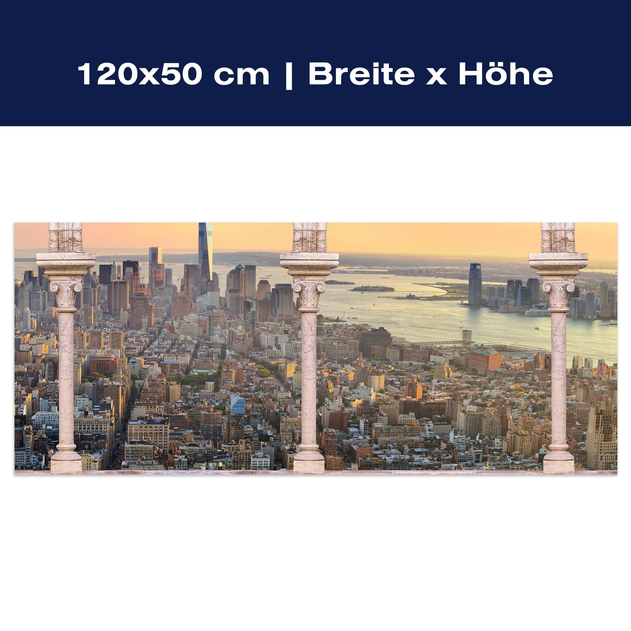 Leinwandbild Spalten balkon mit aussicht auf Manhattan M0575 Leinwandbild Spalten balkon mit aussicht auf Manhattan M0575