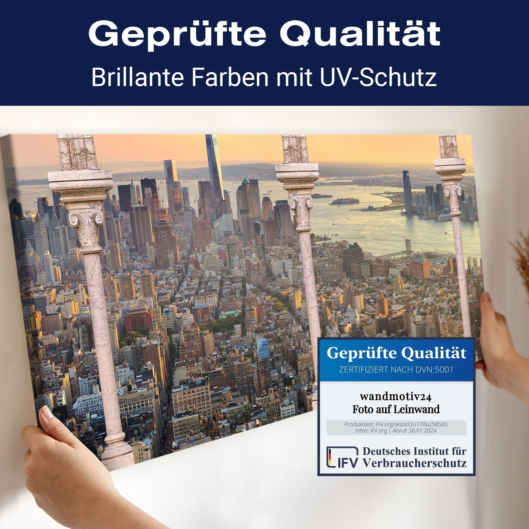 Leinwandbild Spalten balkon mit aussicht auf Manhattan M0575 kaufen - Bild 4 Leinwandbild Spalten balkon mit aussicht auf Manhattan M0575 kaufen - Bild 4