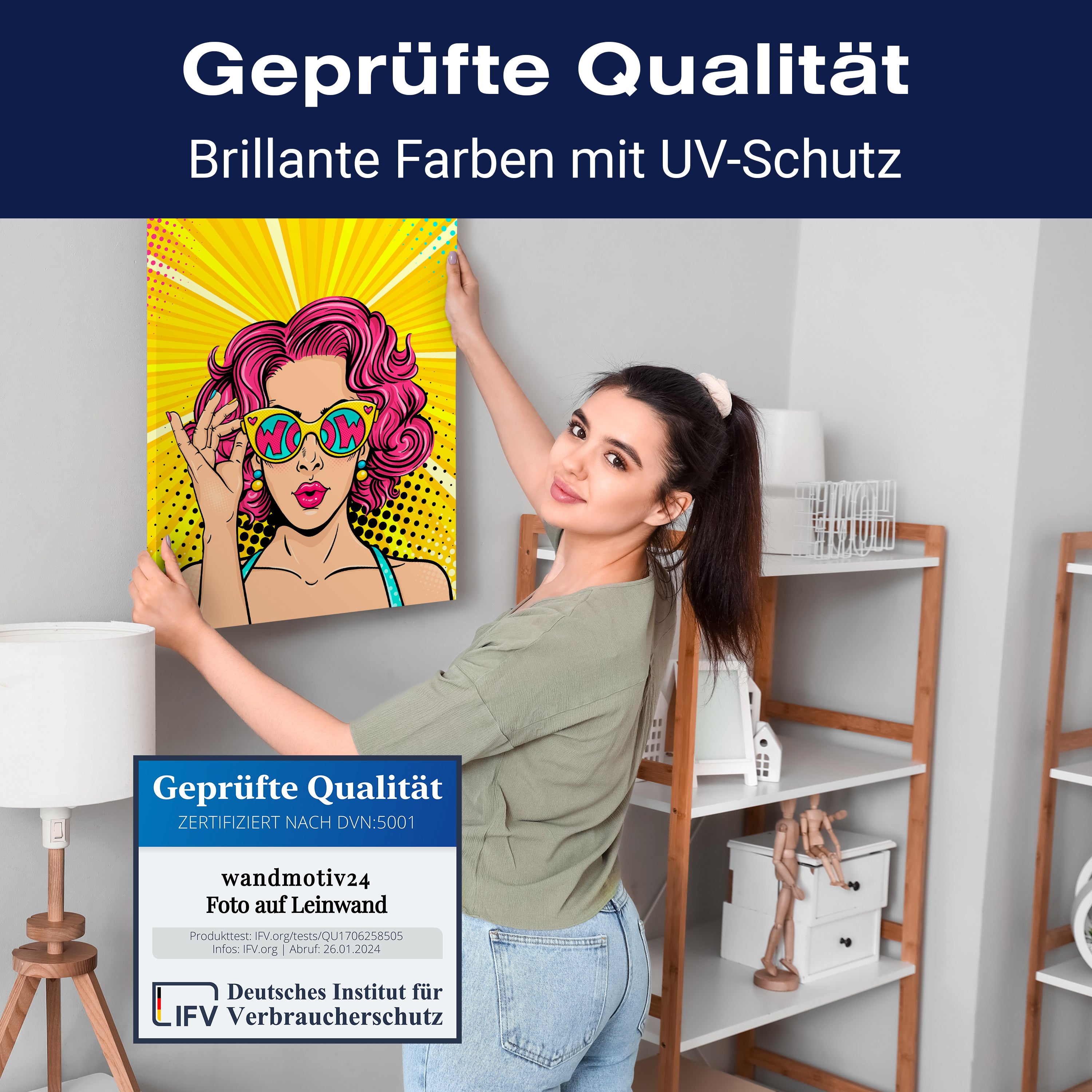 Leinwandbild Pop Art Stil, Frau, Hochformat M0663 kaufen - Bild 4 Leinwandbild Pop Art Stil, Frau, Hochformat M0663 kaufen - Bild 4