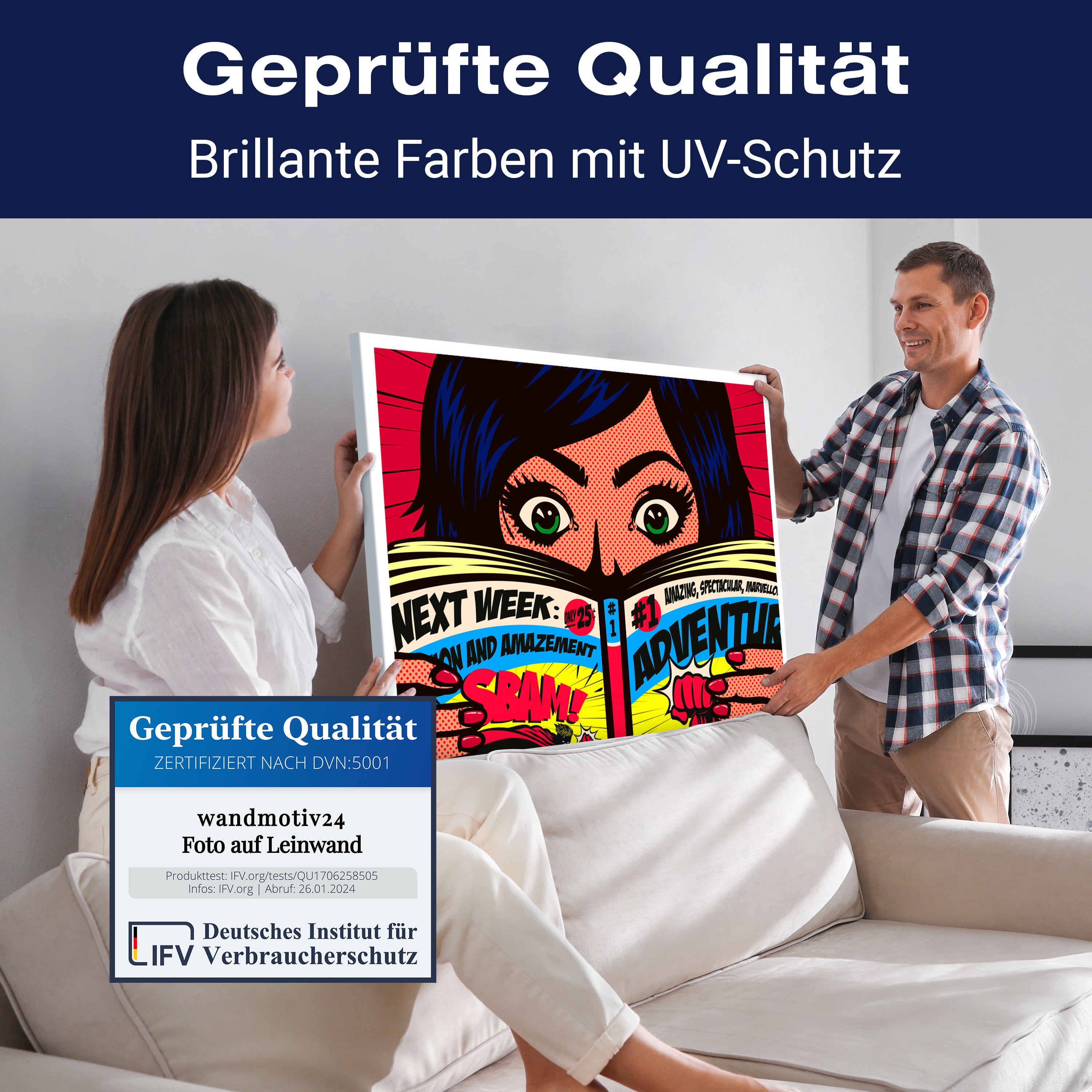 Leinwandbild Pop Art Stil, Frau, Comic, Querformat M0668 kaufen - Bild 4 Leinwandbild Pop Art Stil, Frau, Comic, Querformat M0668 kaufen - Bild 4