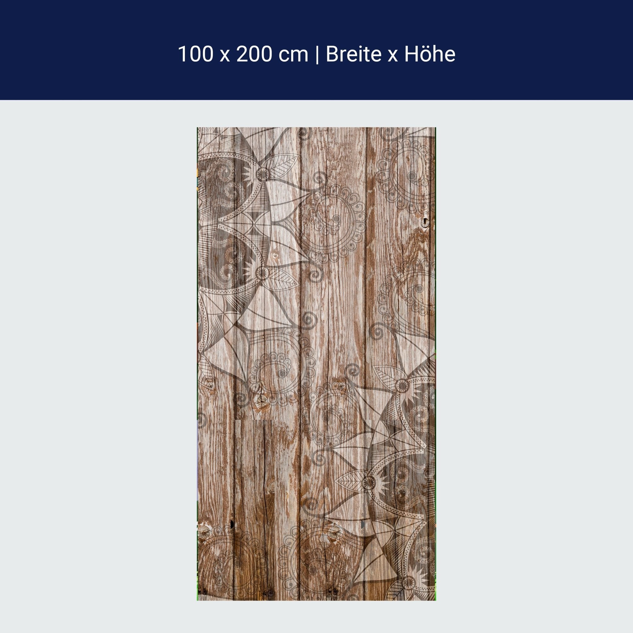Türtapete Holzwand mit Mandalas M0722 Türtapete Holzwand mit Mandalas M0722