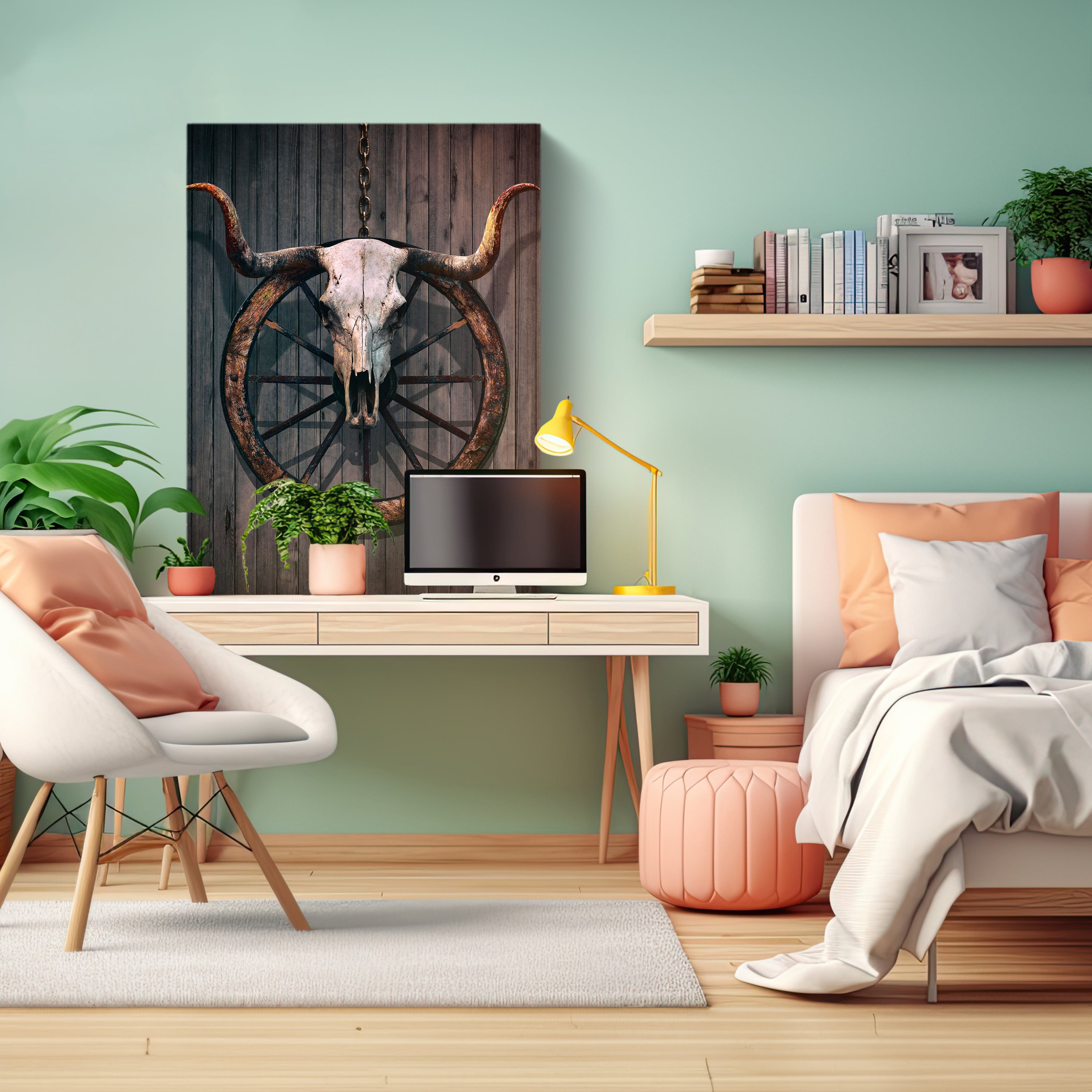 Leinwandbild Vintage, Stier Totenkopf, Hochformat M0756 kaufen - Bild 3 Leinwandbild Vintage, Stier Totenkopf, Hochformat M0756 kaufen - Bild 3