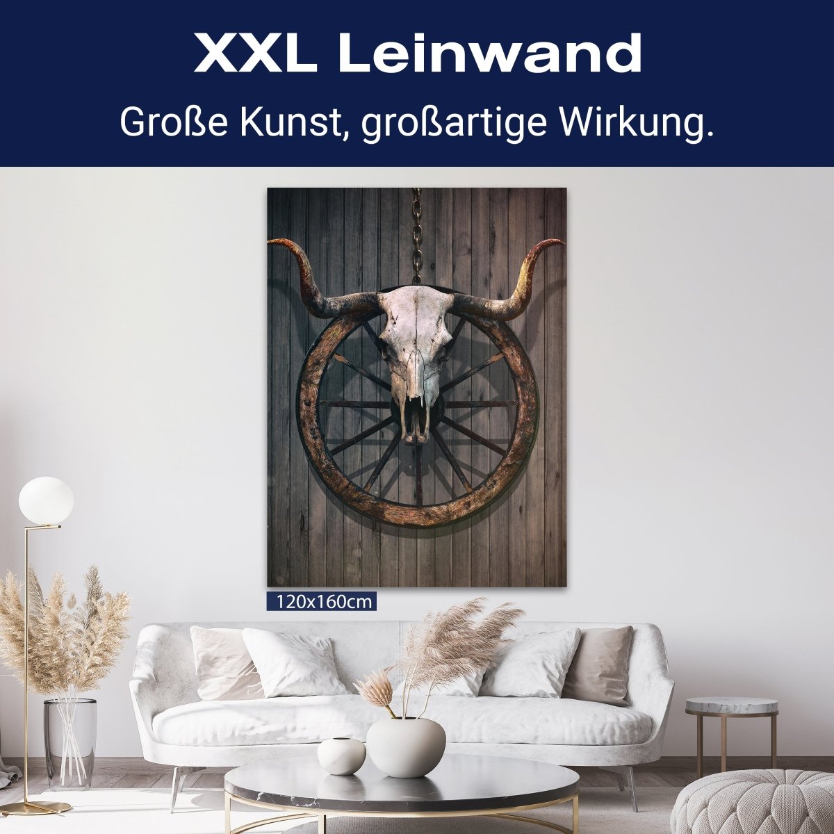 Leinwandbild Vintage, Stier Totenkopf, Hochformat M0756 kaufen - Bild 9