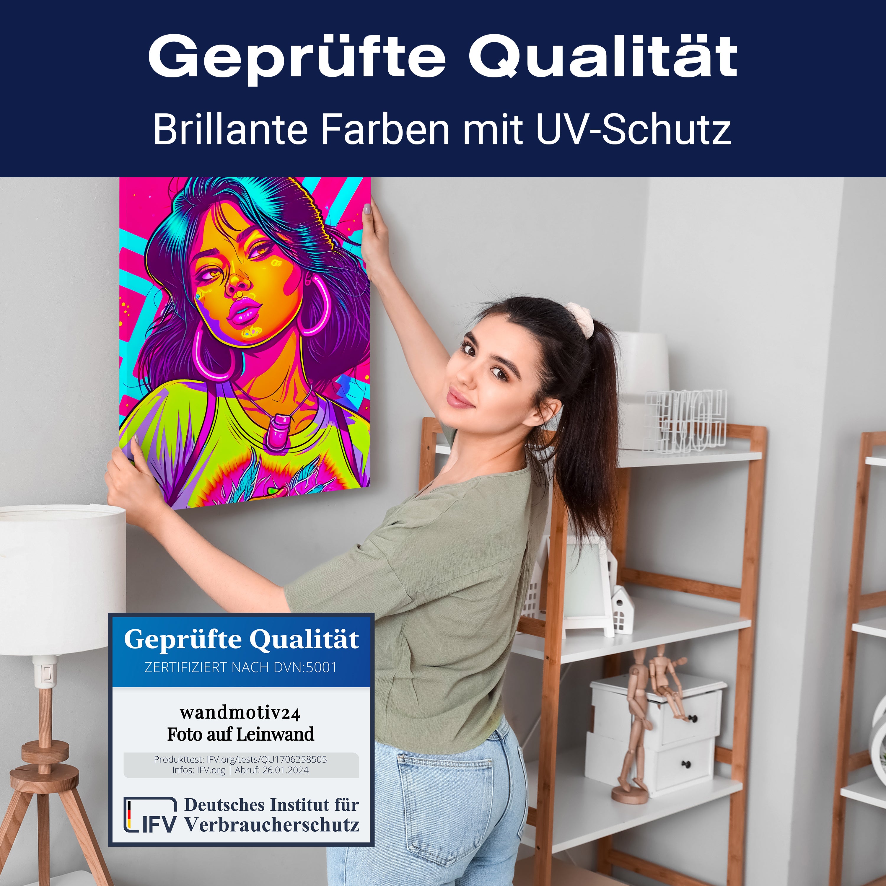 Leinwandbild Pop Art Stil, Asiatin, Hochformat M0760 kaufen - Bild 4 Leinwandbild Pop Art Stil, Asiatin, Hochformat M0760 kaufen - Bild 4