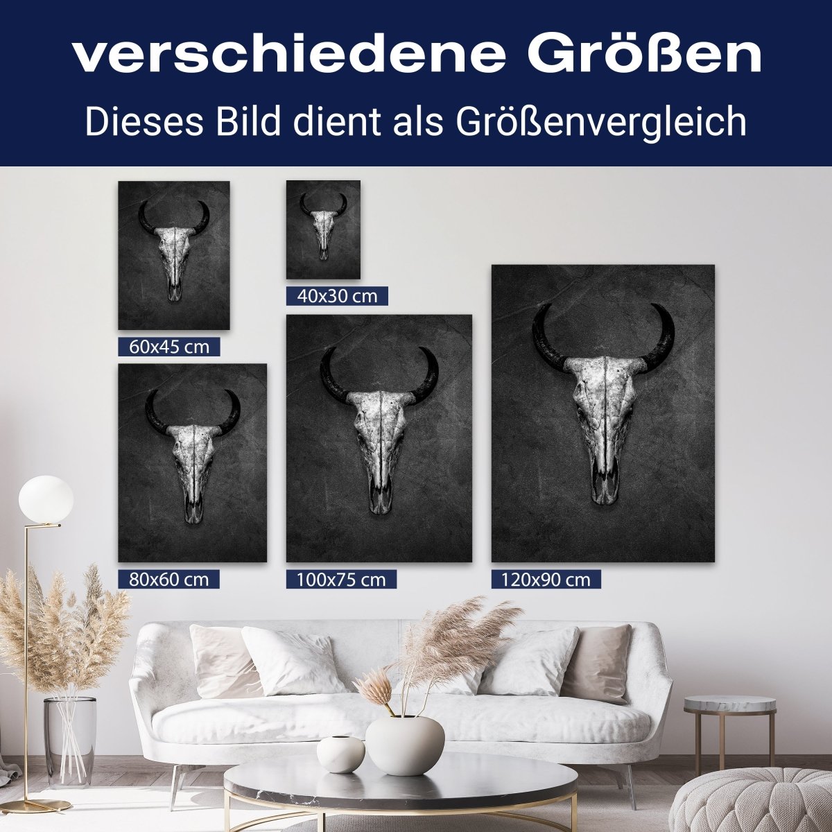 Leinwandbild Totenkopf, Schädel, Bulle, Hochformat M0768 kaufen - Bild 8