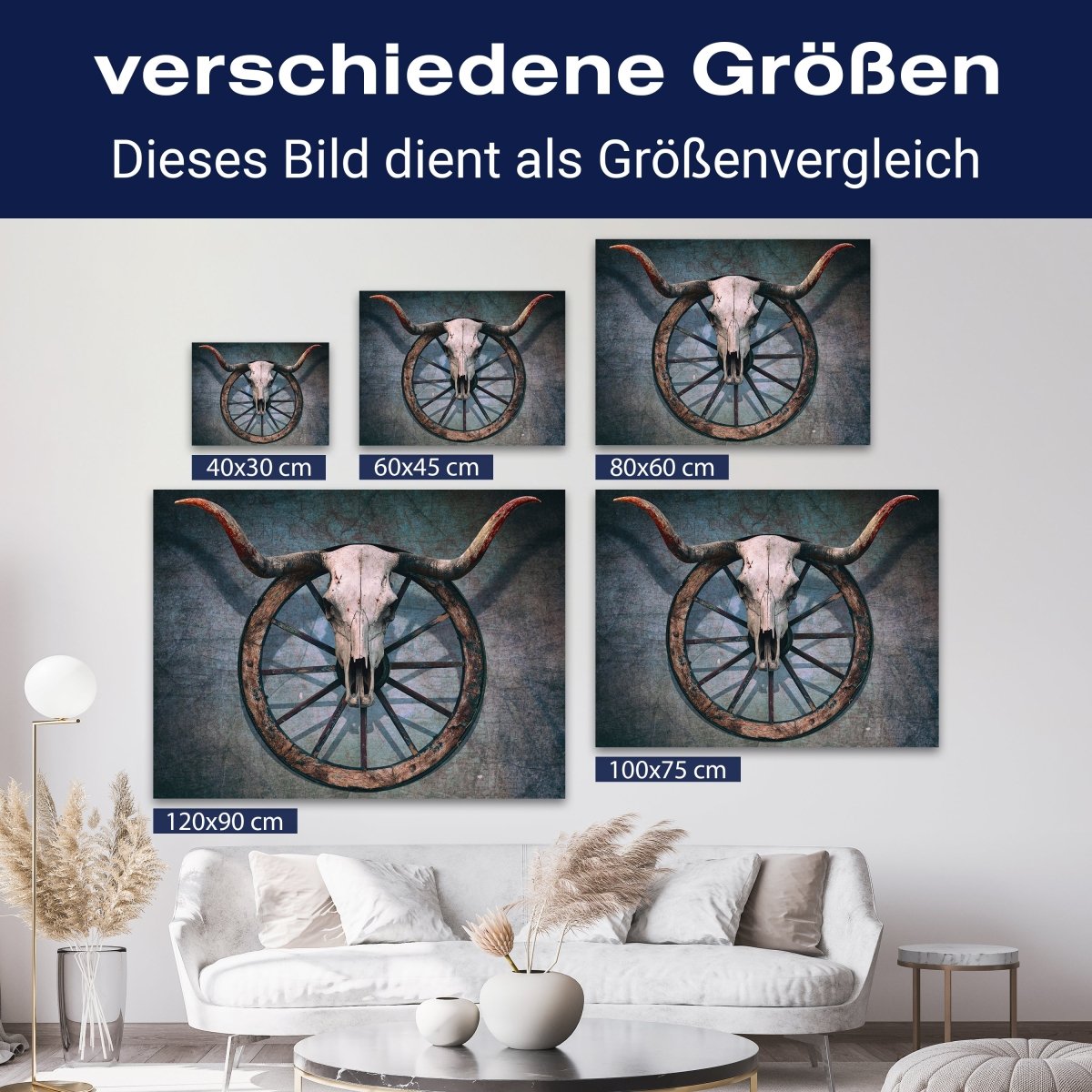Leinwandbild Totenkopf, Schädel, Bulle, Querformat M0774 kaufen - Bild 8 Leinwandbild Totenkopf, Schädel, Bulle, Querformat M0774 kaufen - Bild 8