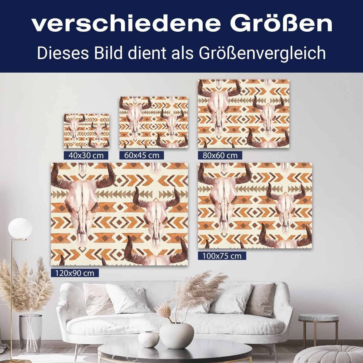 Leinwandbild Totenkopf, Schädel, Bulle, Querformat M0777 kaufen - Bild 8