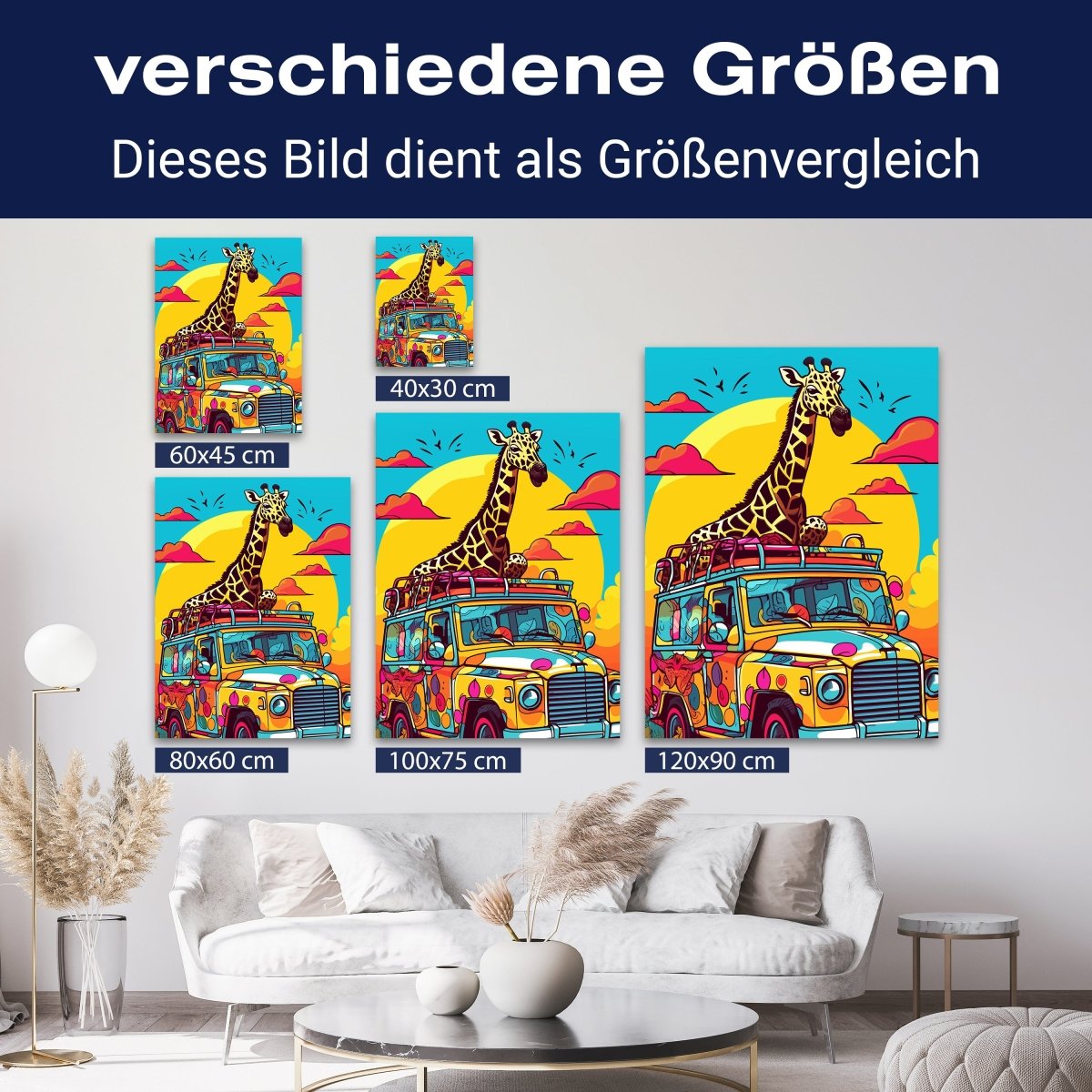 Leinwandbild Digital Art, Giraffe, Jeep, Safari, Hochformat M0789 kaufen - Bild 8 Leinwandbild Digital Art, Giraffe, Jeep, Safari, Hochformat M0789 kaufen - Bild 8