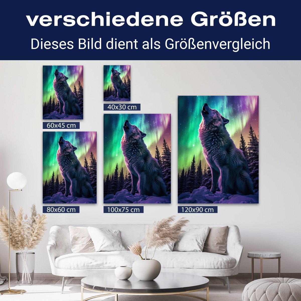 Leinwandbild Wolf, Polarlicht, Hochformat M0793 kaufen - Bild 8