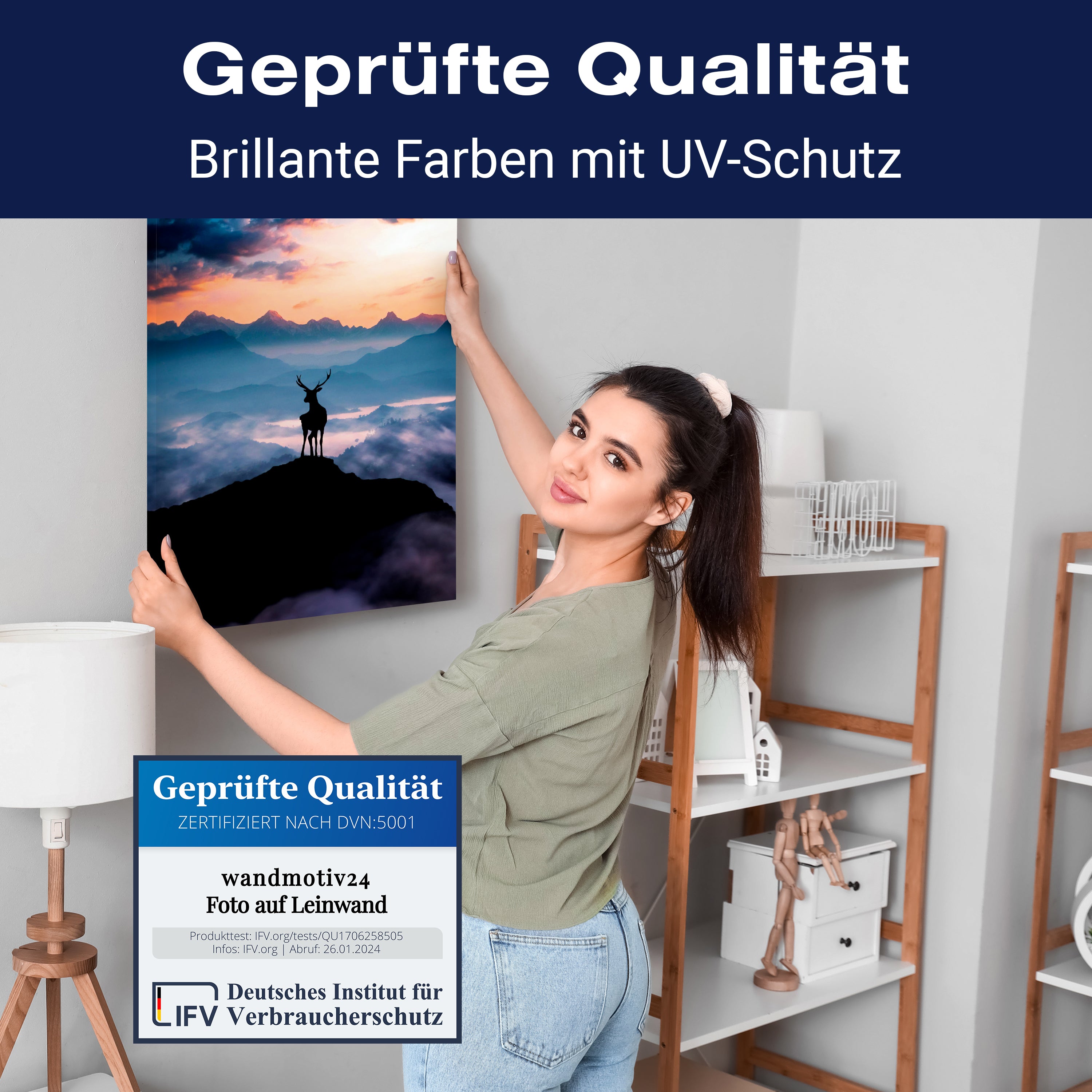 Leinwandbild Hirsch, Berge, Hochformat M0795 kaufen - Bild 4 Leinwandbild Hirsch, Berge, Hochformat M0795 kaufen - Bild 4