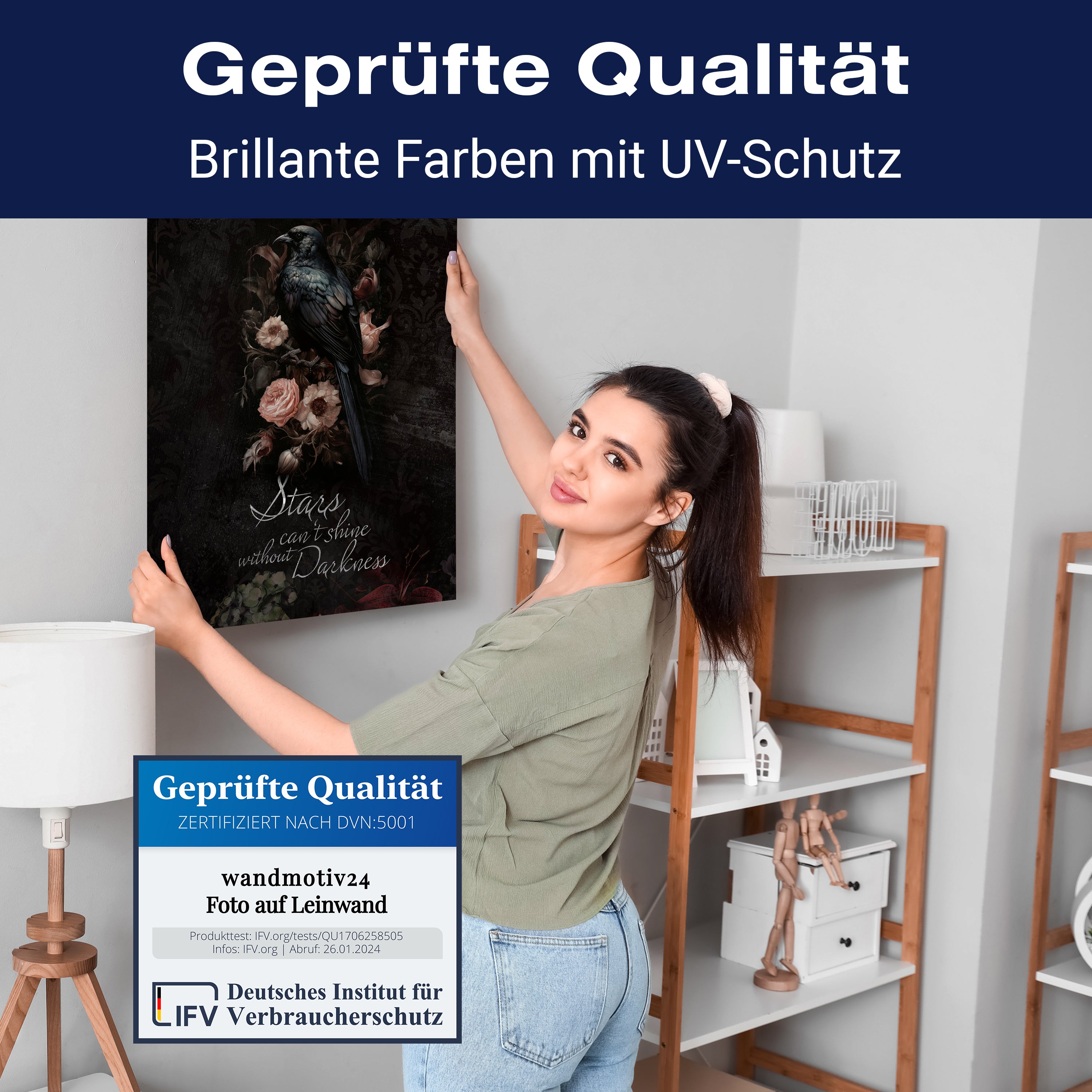 Leinwandbild Spruch Stars, Rabe, Hochformat M0796 kaufen - Bild 4 Leinwandbild Spruch Stars, Rabe, Hochformat M0796 kaufen - Bild 4