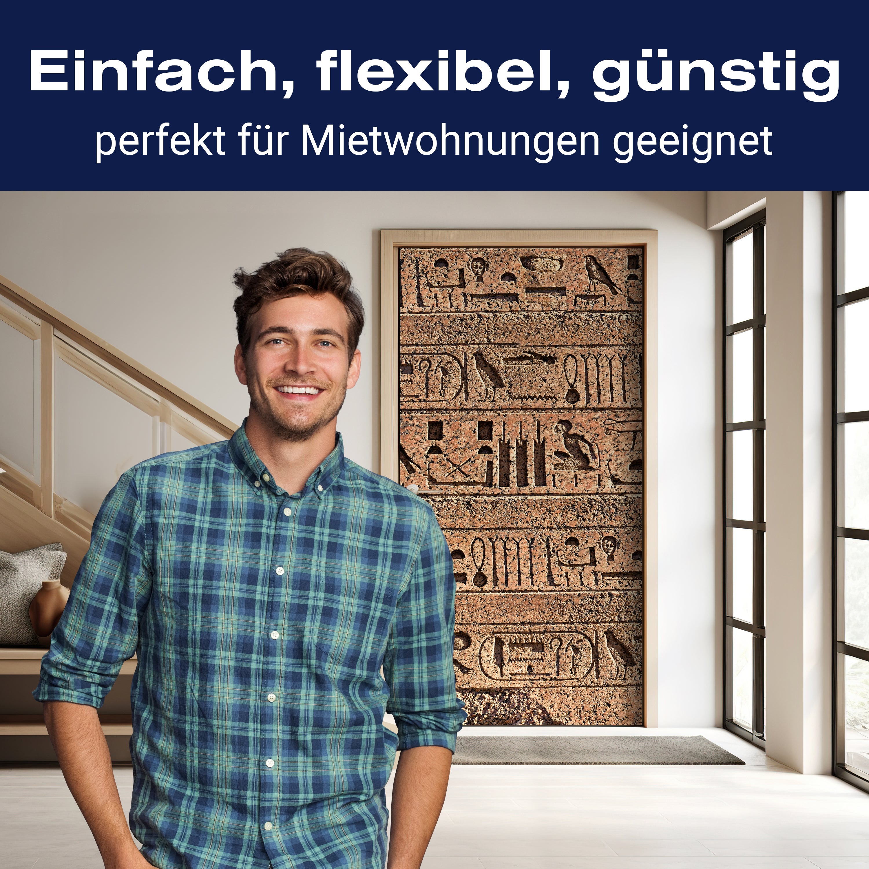 Türtapete Ägyptische Hieroglyphen auf einer alten Mauer M0806 - Bild 3 Türtapete Ägyptische Hieroglyphen auf einer alten Mauer M0806 - Bild 3