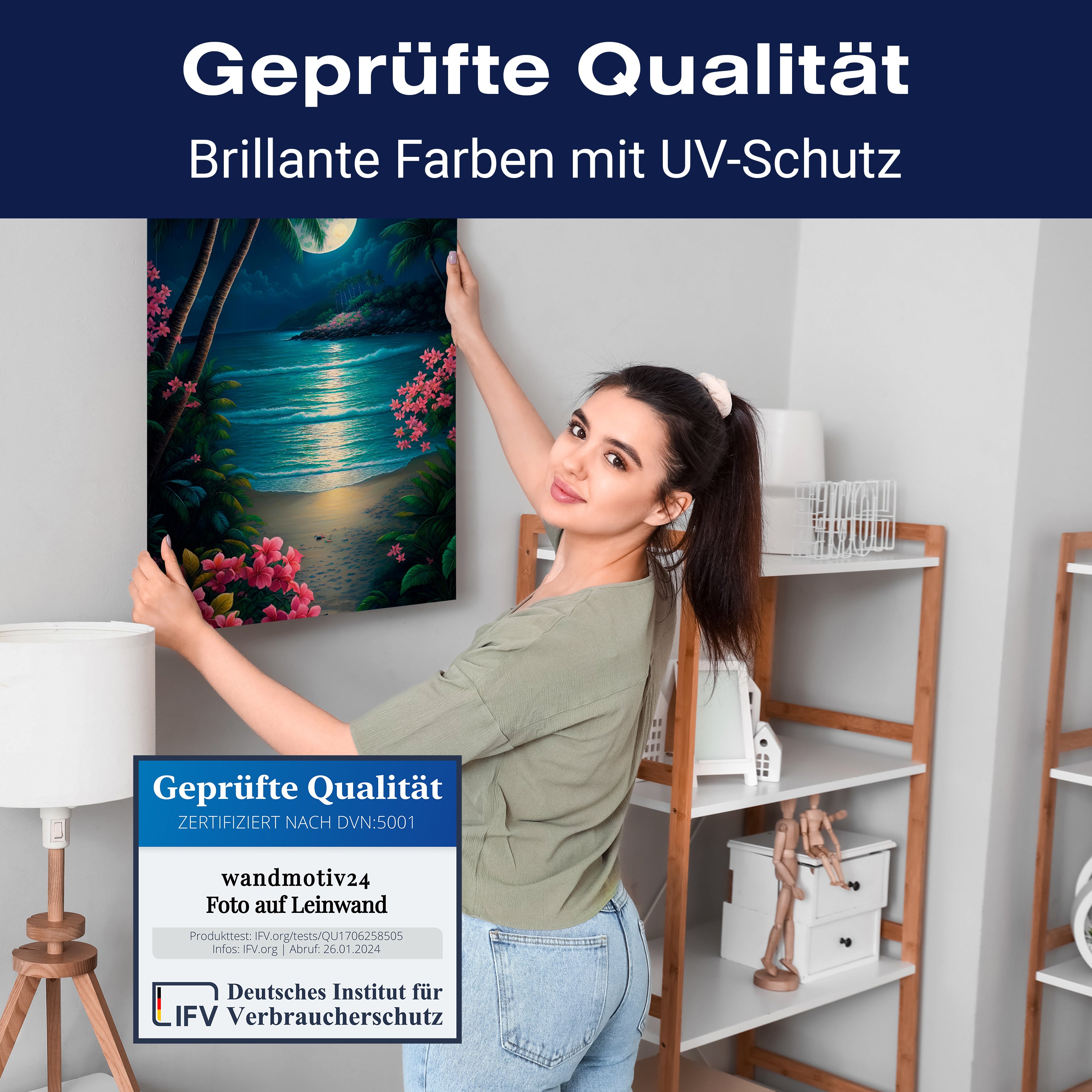 Leinwandbild Strand, Mond, Palmen, Hochformat M0809 kaufen - Bild 4 Leinwandbild Strand, Mond, Palmen, Hochformat M0809 kaufen - Bild 4