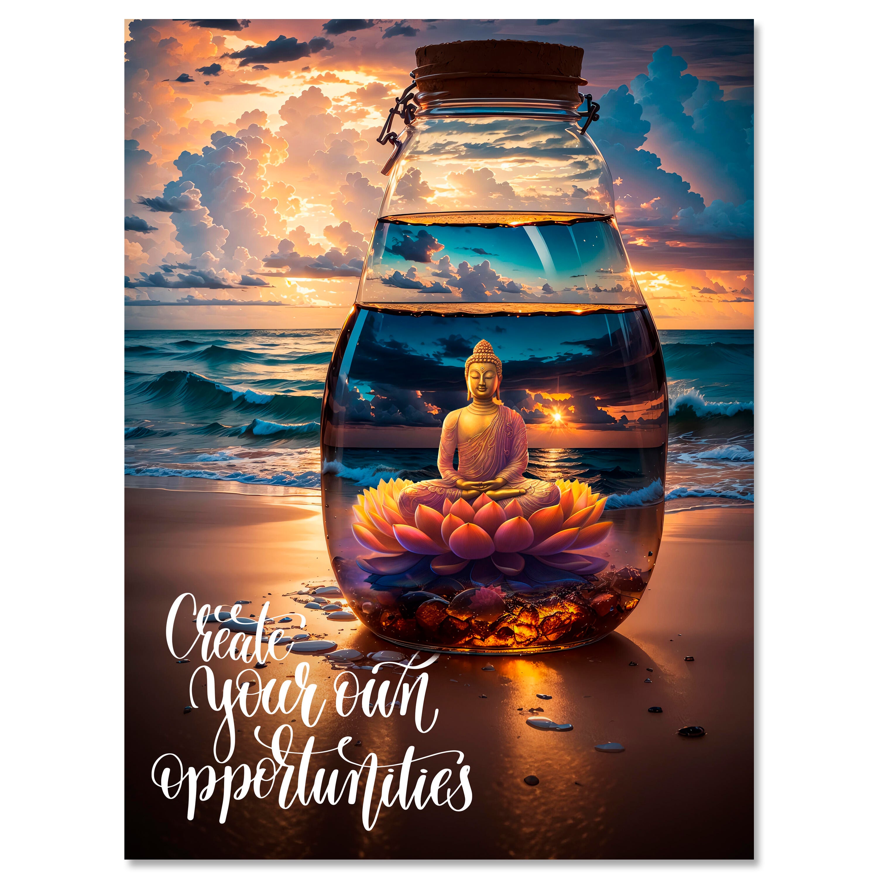 Leinwandbild Spruch, Strand, Buddha, Hochformat M0819 kaufen - Bild 1