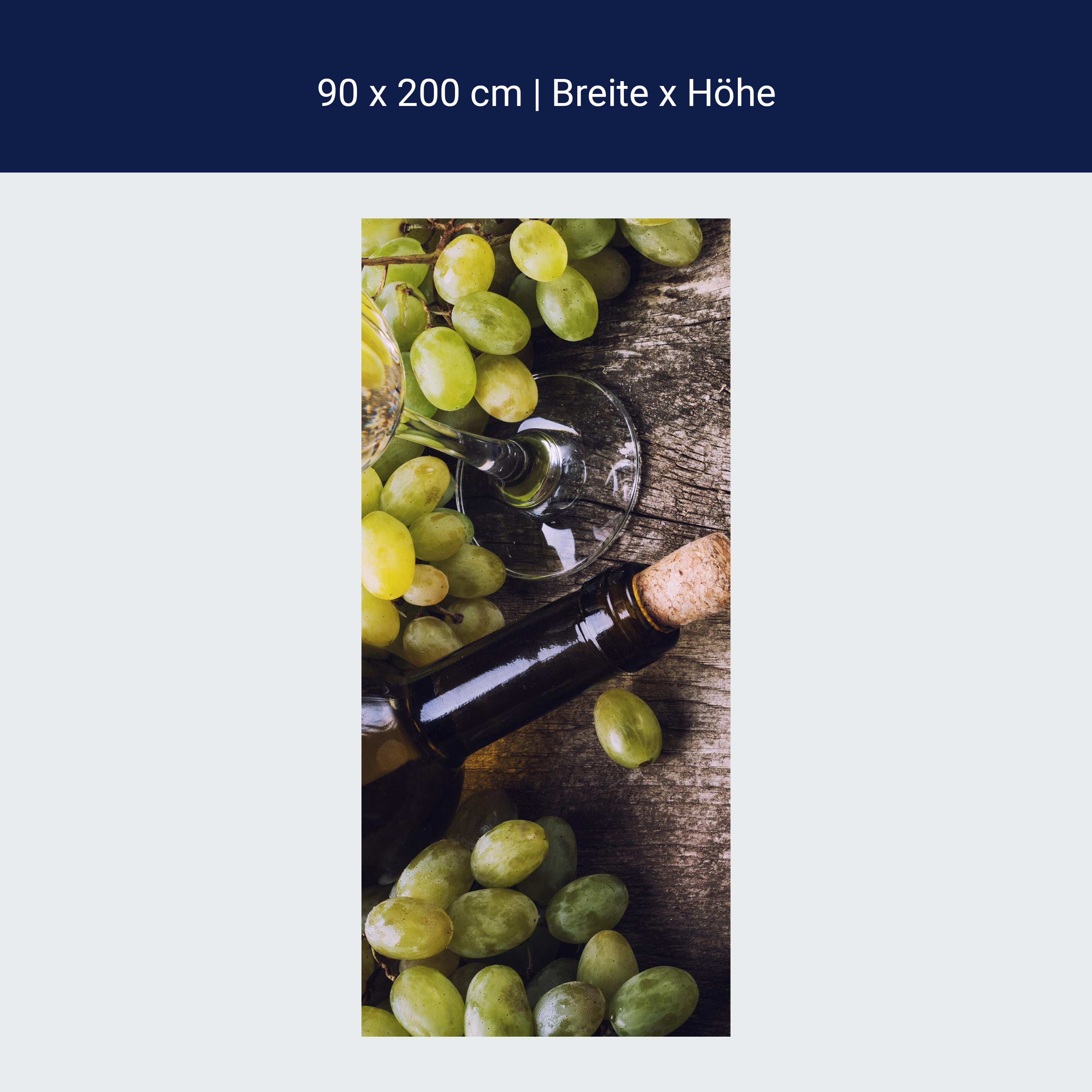 Türtapete Flasche Weißwein und Trauben auf einem alten Tisch M0838 Türtapete Flasche Weißwein und Trauben auf einem alten Tisch M0838