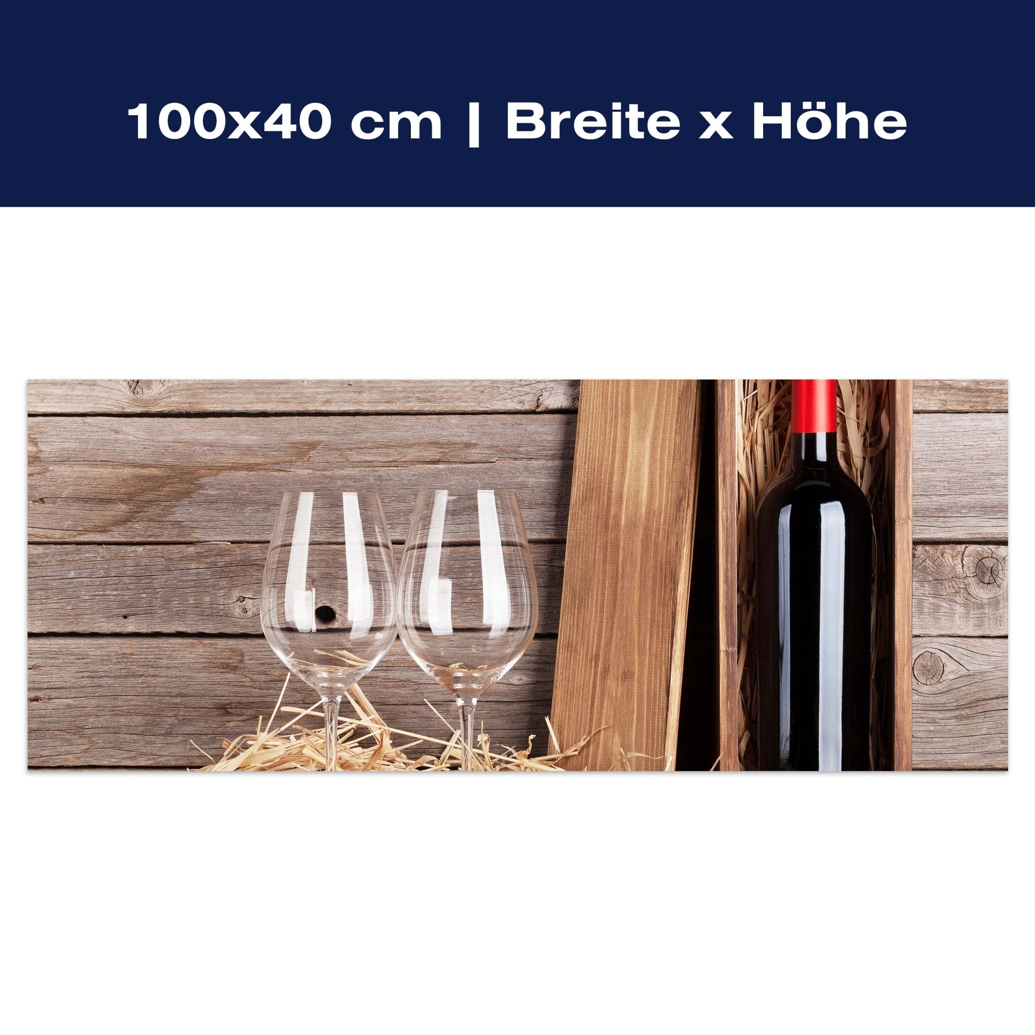 Leinwandbild Rotweinflasche und Weingläser M0848