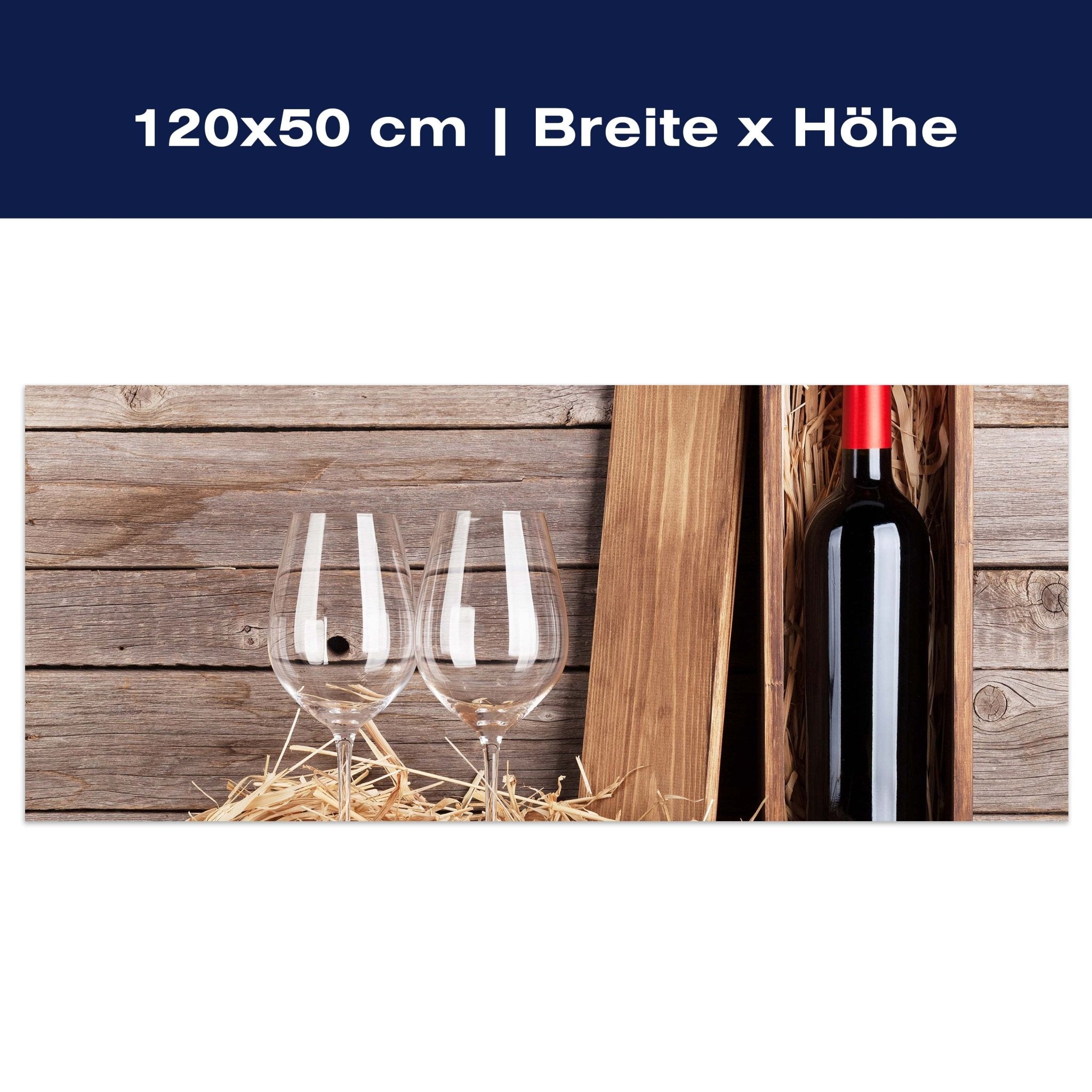 Leinwandbild Rotweinflasche und Weingläser M0848