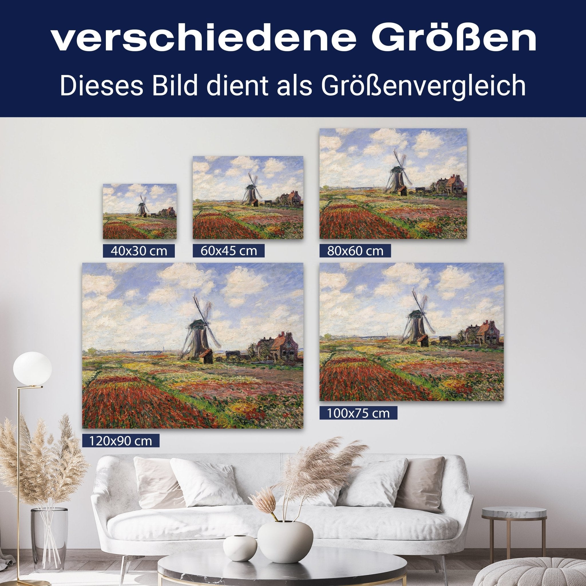 Leinwandbild Tulip Fields with the Rijnsburg Windmill, Claude Monet M0869 kaufen - Bild 8 Leinwandbild Tulip Fields with the Rijnsburg Windmill, Claude Monet M0869 kaufen - Bild 8
