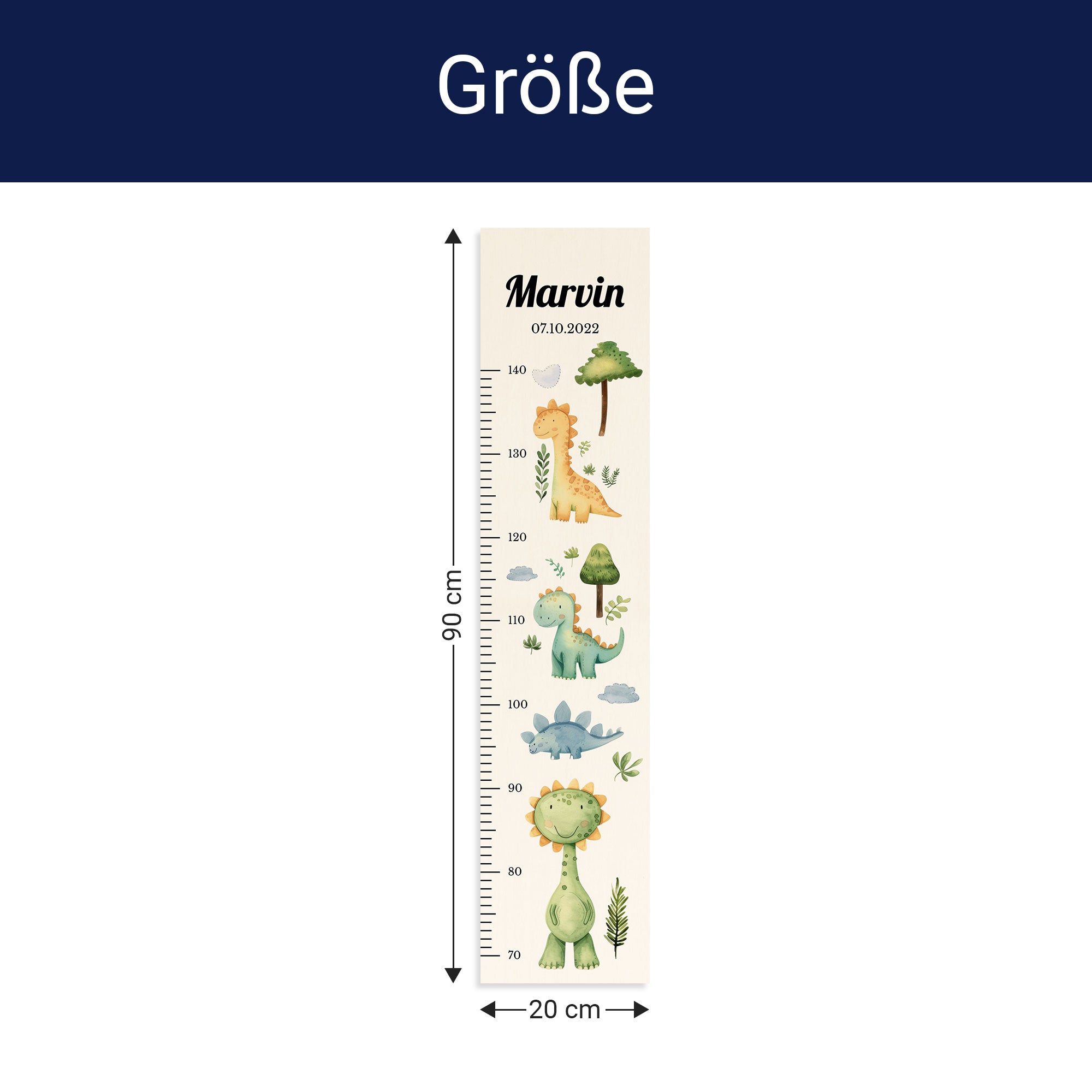 Größe der Messlatte - Breite: 20cm, Höhe 90cm, Tiefe: 1,2cm Größe der Messlatte - Breite: 20cm, Höhe 90cm, Tiefe: 1,2cm