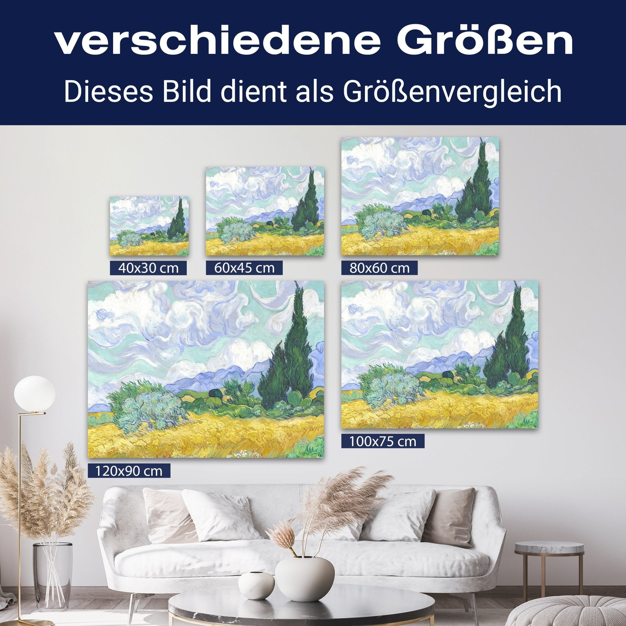 Leinwandbild Weizenfeld mit Zypressen, Vincent Van Gogh M0873 kaufen - Bild 8 Leinwandbild Weizenfeld mit Zypressen, Vincent Van Gogh M0873 kaufen - Bild 8