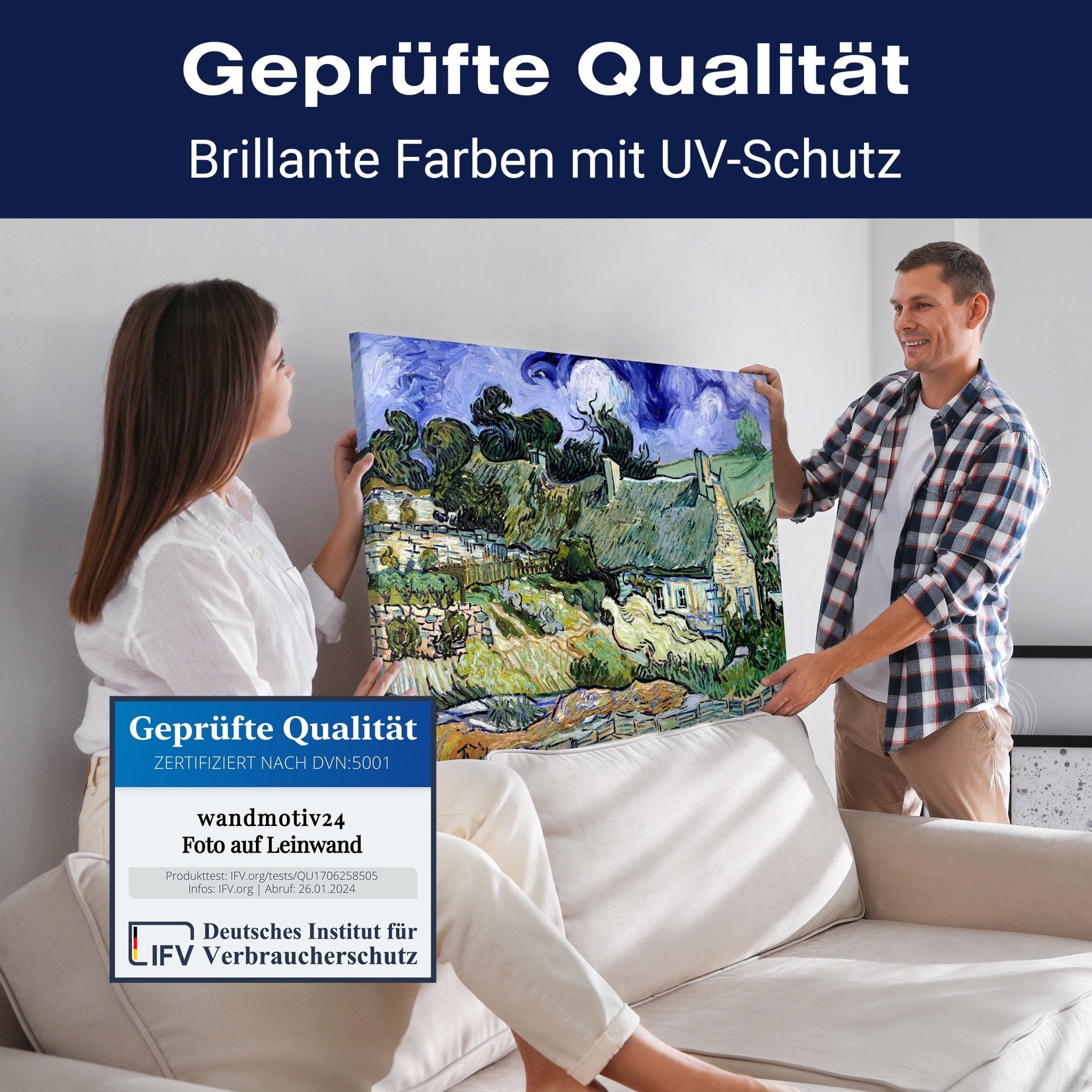 Leinwandbild Chaumes de Cordeville in Auvers-sur-Oise, Vincent van Gogh. M0879 kaufen - Bild 4 Leinwandbild Chaumes de Cordeville in Auvers-sur-Oise, Vincent van Gogh. M0879 kaufen - Bild 4