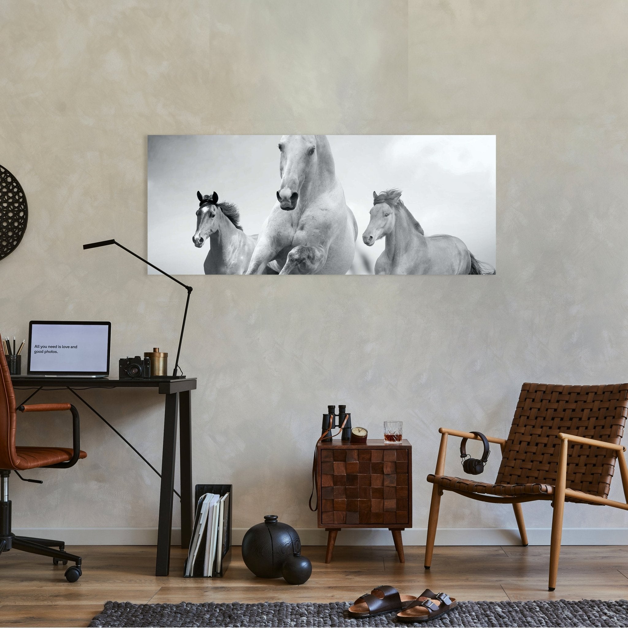 Leinwandbild Pferde laufen in Weiß und Schwarz M0945 kaufen - Bild 2